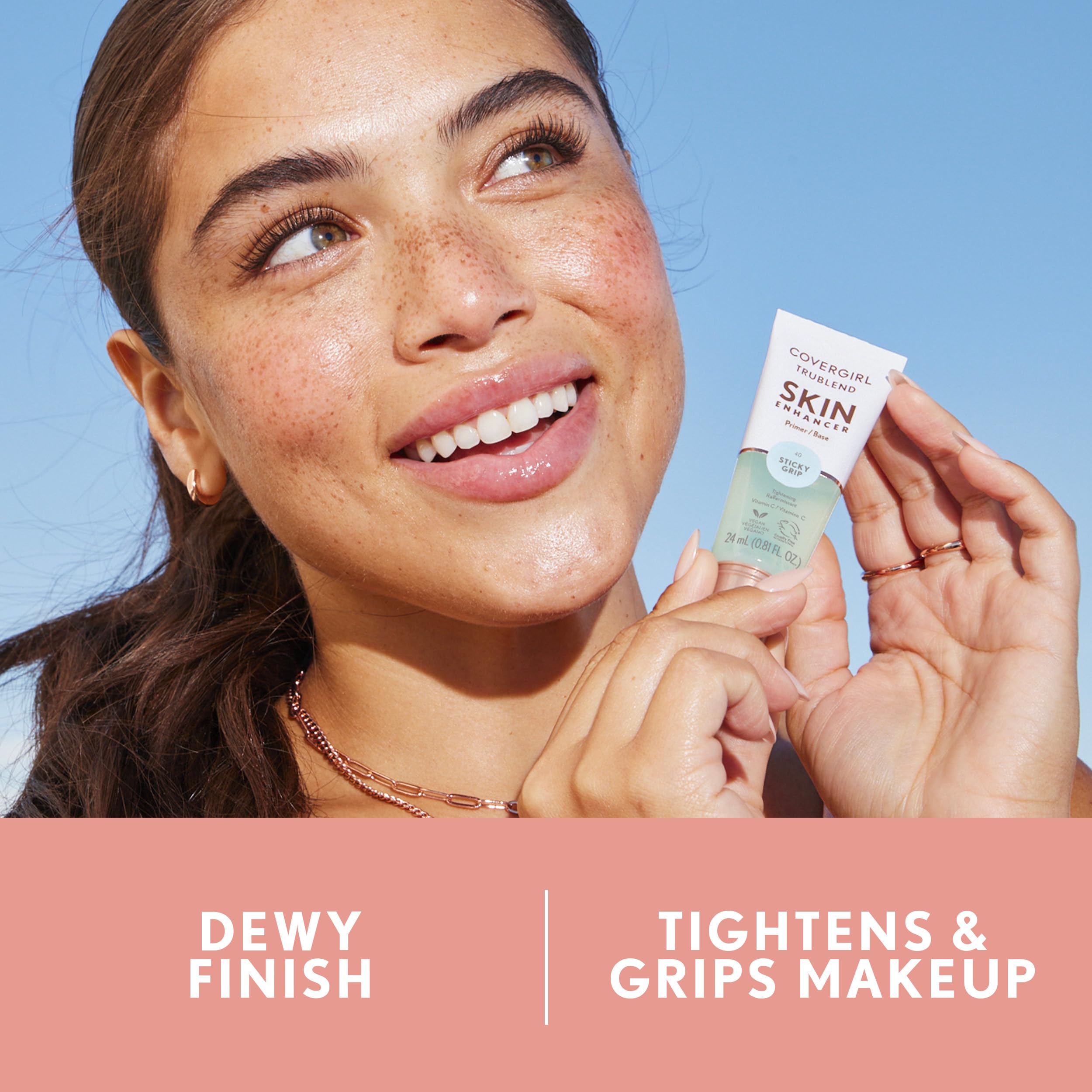 CoverGirl TruBlend Skin Enhancer, Sticky Grip, Primer, Plumps Dry Skin, Blurs Pores, Hydrating, Brightening, Lasts All Day, 0.81
