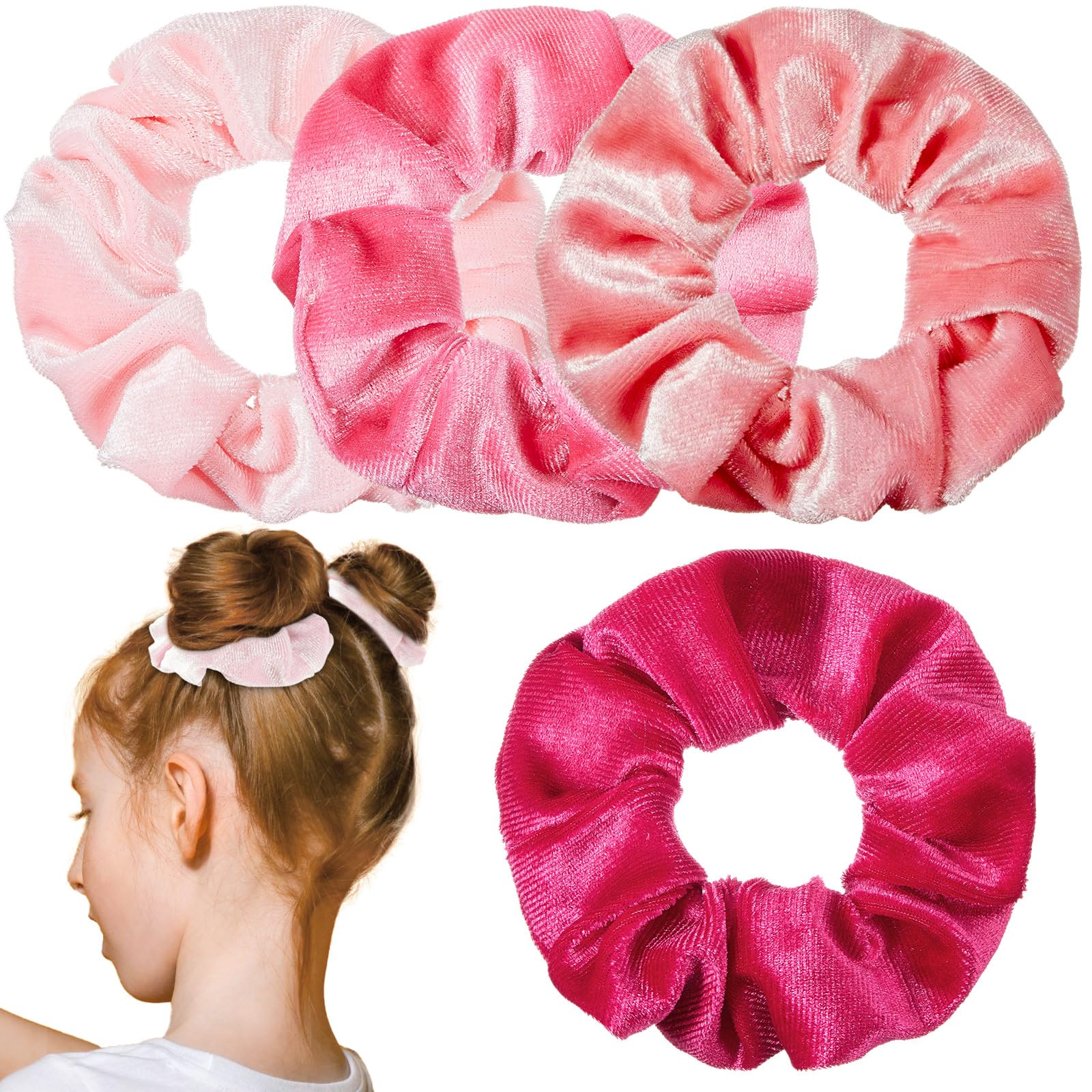Juexica 24 Pcs Pink Velvet Scrunchies Bulk Soft Hair Scrunchy Cute Hair Ties Scrunchies Solid Color Elastic Bands for Women Girl