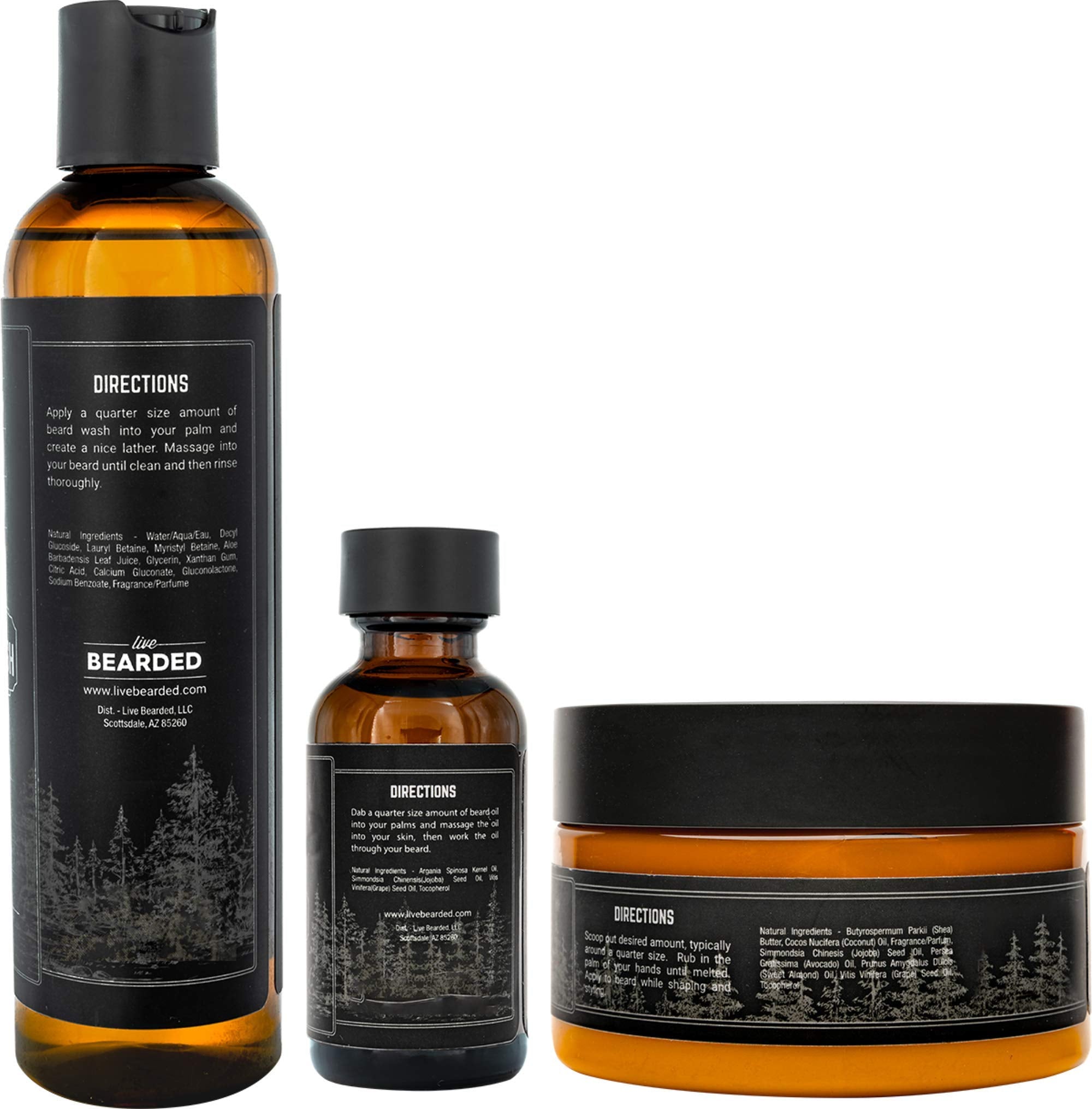 Live Bearded: 3-Step Beard Grooming Kit - Legend - Beard Wash, Beard Oil And Beard Butter - All-Natural Ingredients With Shea Bu