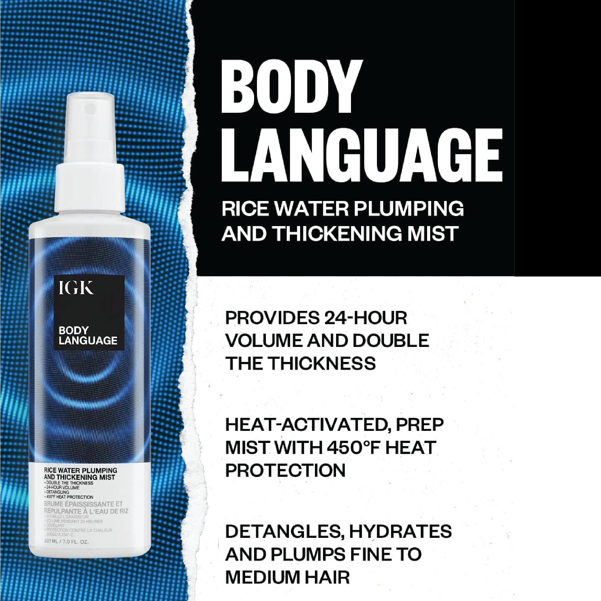 Igk Body Language Rice Water Plumping And Thickening Mist 60 Ml / 2 Oz Travel