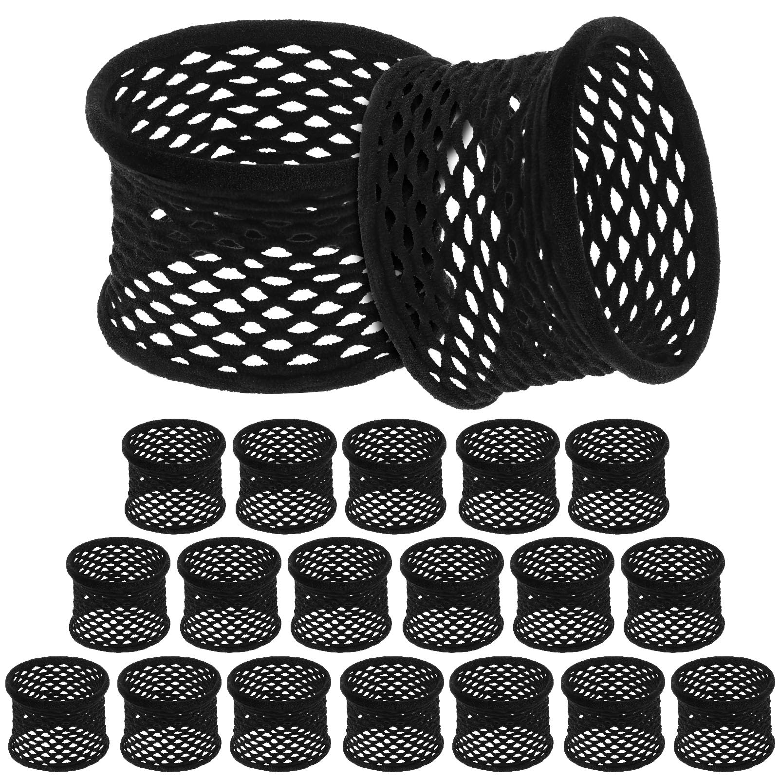 Chuangdi 20 Pieces Large Cotton Hair Ties Thick Hollow Cotton Stretch Ponytail Ties Netted Sport Elastics Scrunchies for Thick H