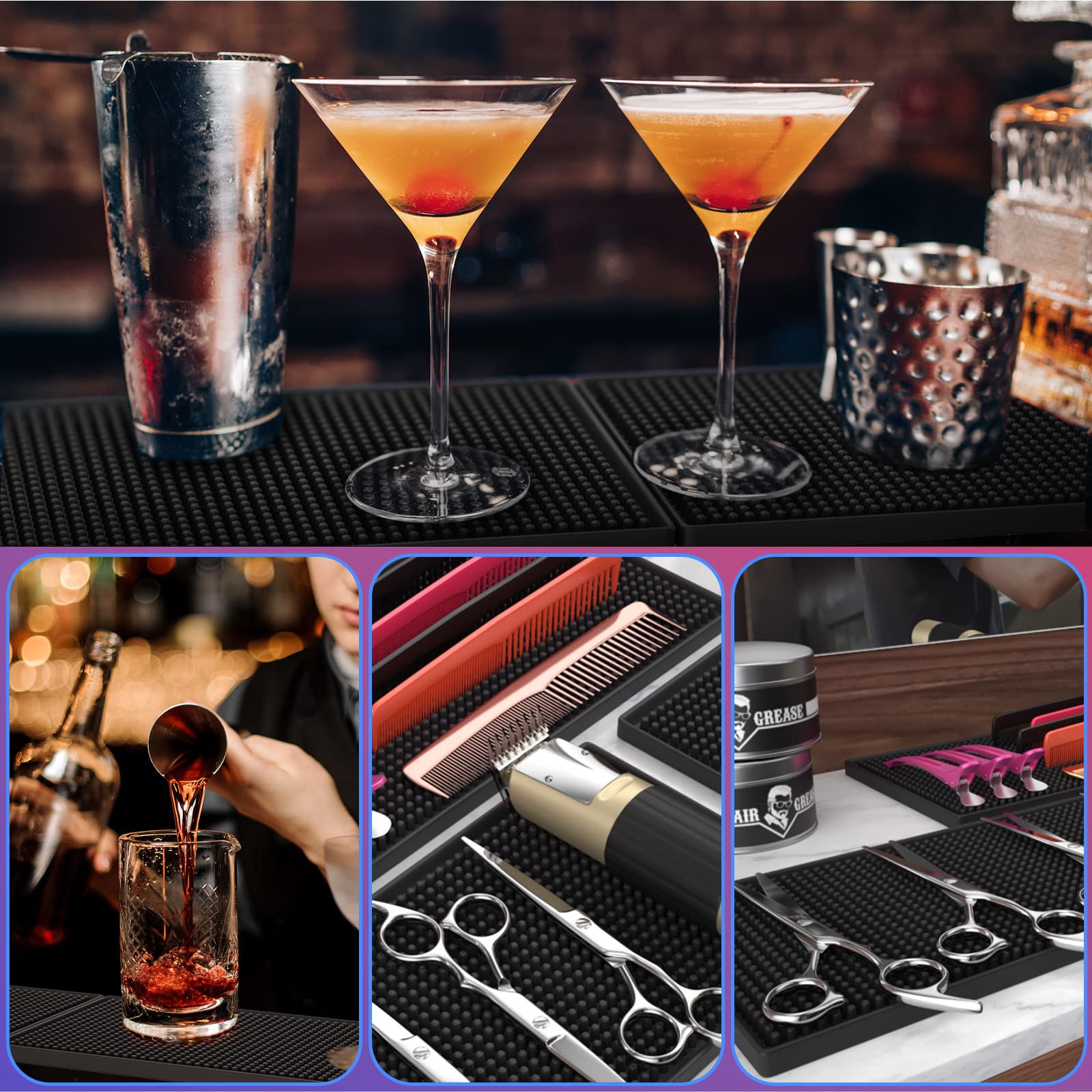 Noverlife 2PCS Barber Work Station Mat for Salon, Flexible PVC Heavy Duty Antiskid Rubber Mat for Stations, Service Mat Cushion