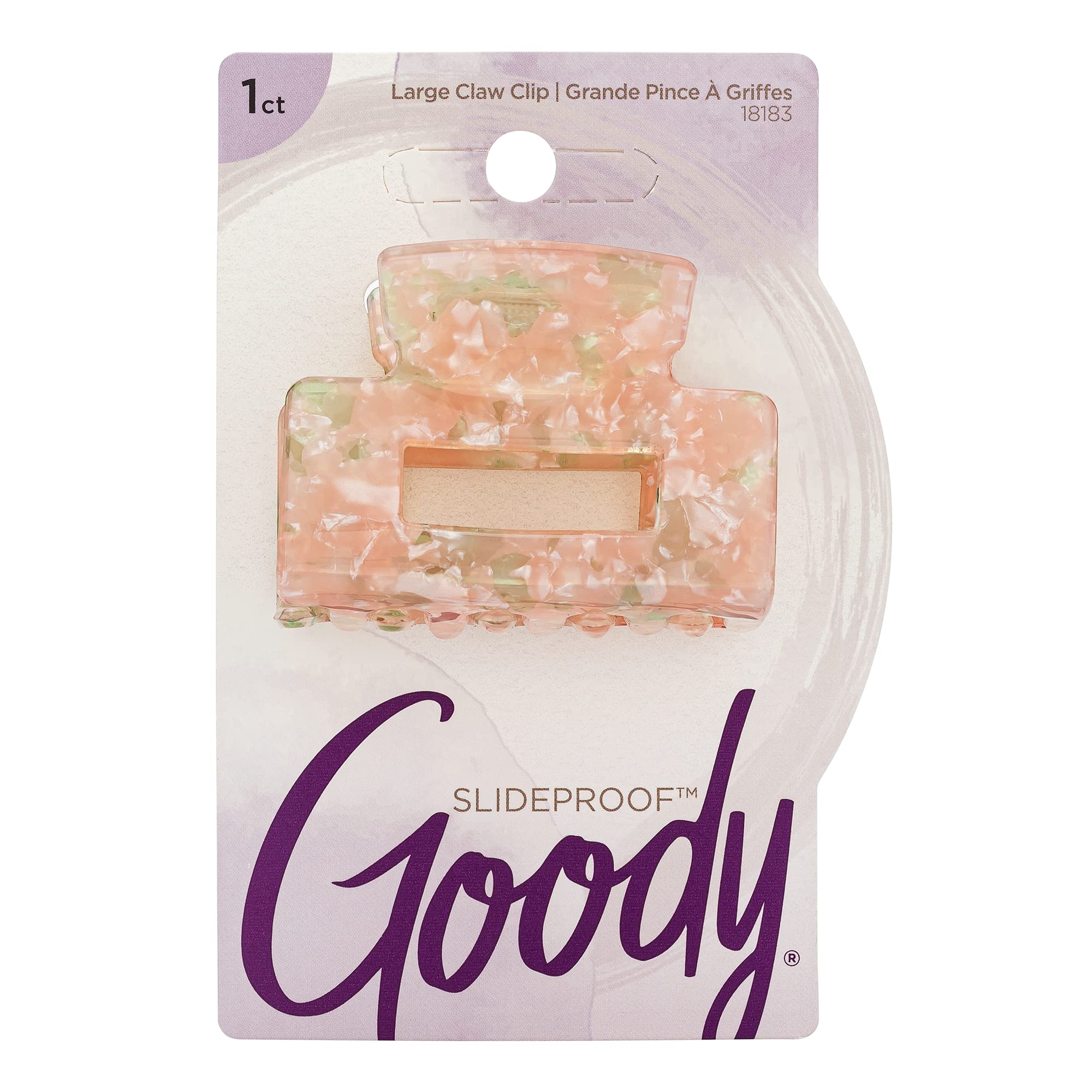 Goody Large Claw Clip, 1 Count - Watercolor, Pink - For All Hair Types - Great For Easily Pulling Up Your Hair - Pain-Free Hair