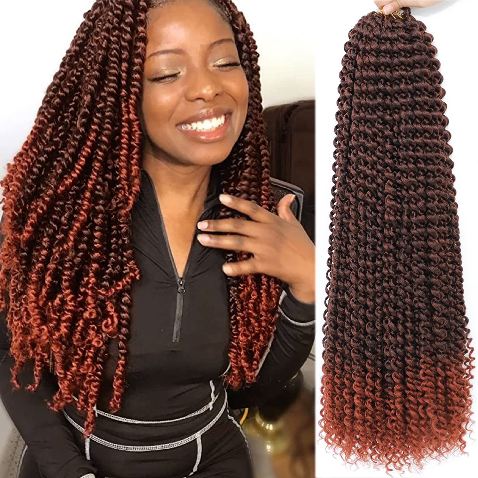 Passion Twist Hair 24 Inch 8 Packs Water Wave Crochet Hair Curly Braiding Hair For Butterfly Locs Long Bohe Crochet Braids (24 I