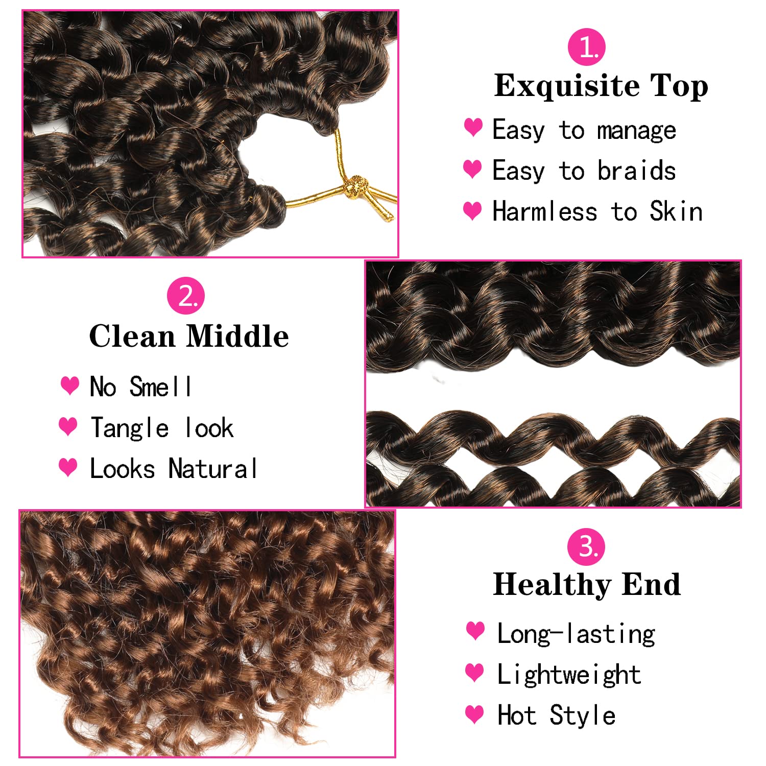 24 Inch Passion Twist Hair, Ombre Brown Water Wave Crochet Hair 22 Strands/Pack Long Passion Twist Crochet Hair For Women Bohemi