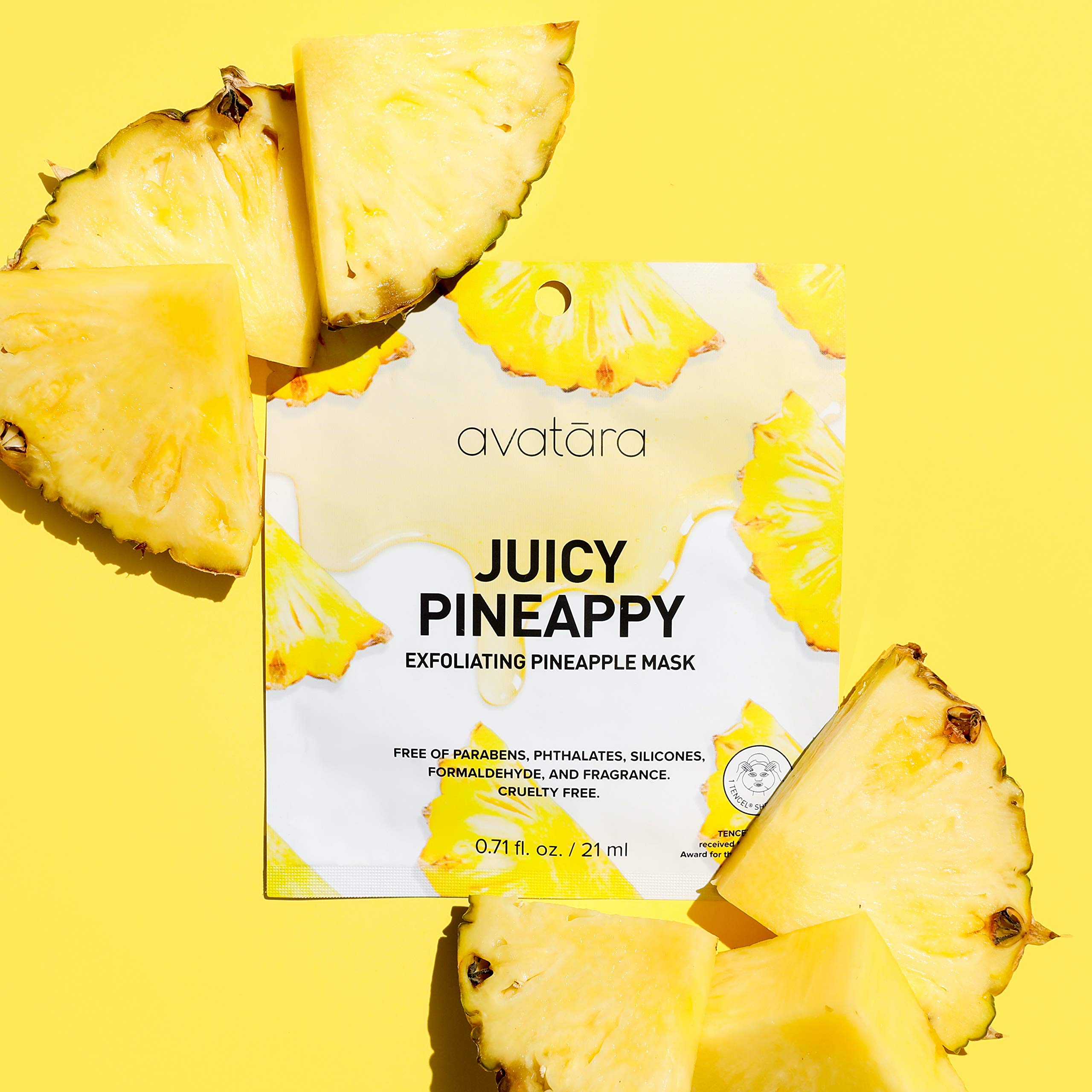 Avatara Juicy Pineappy Exfoliating Facial Mask 15 Sheets, Beauty And Skincare Sheet Masks, Pineapple Extracts And Clean Ingredie