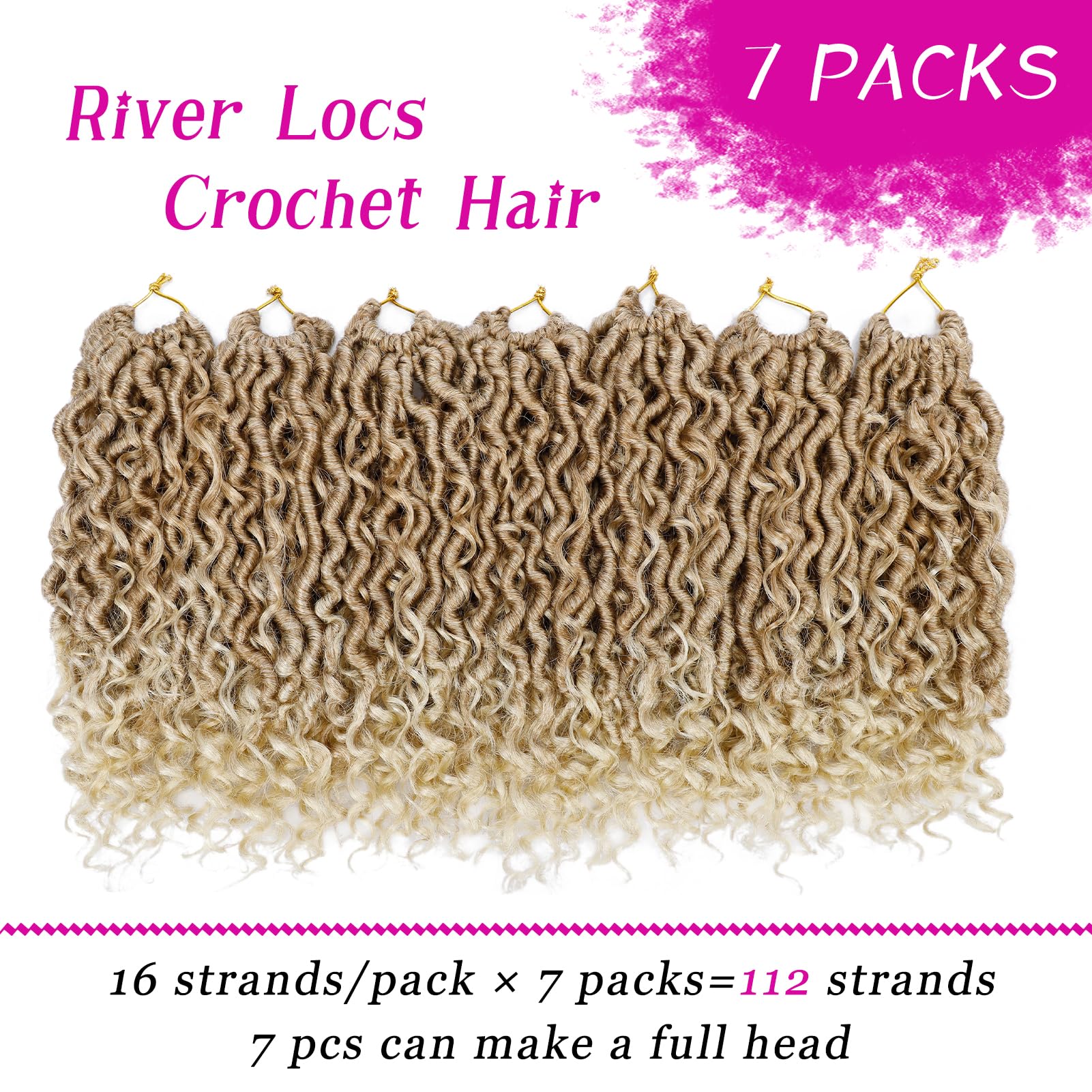 Goddess Locs Crochet Hair 10 Inch 7 Packs Ombre Blonde Boho Faux Locs Crochet Hair for Black Women Pre Looped Crochet Locs with