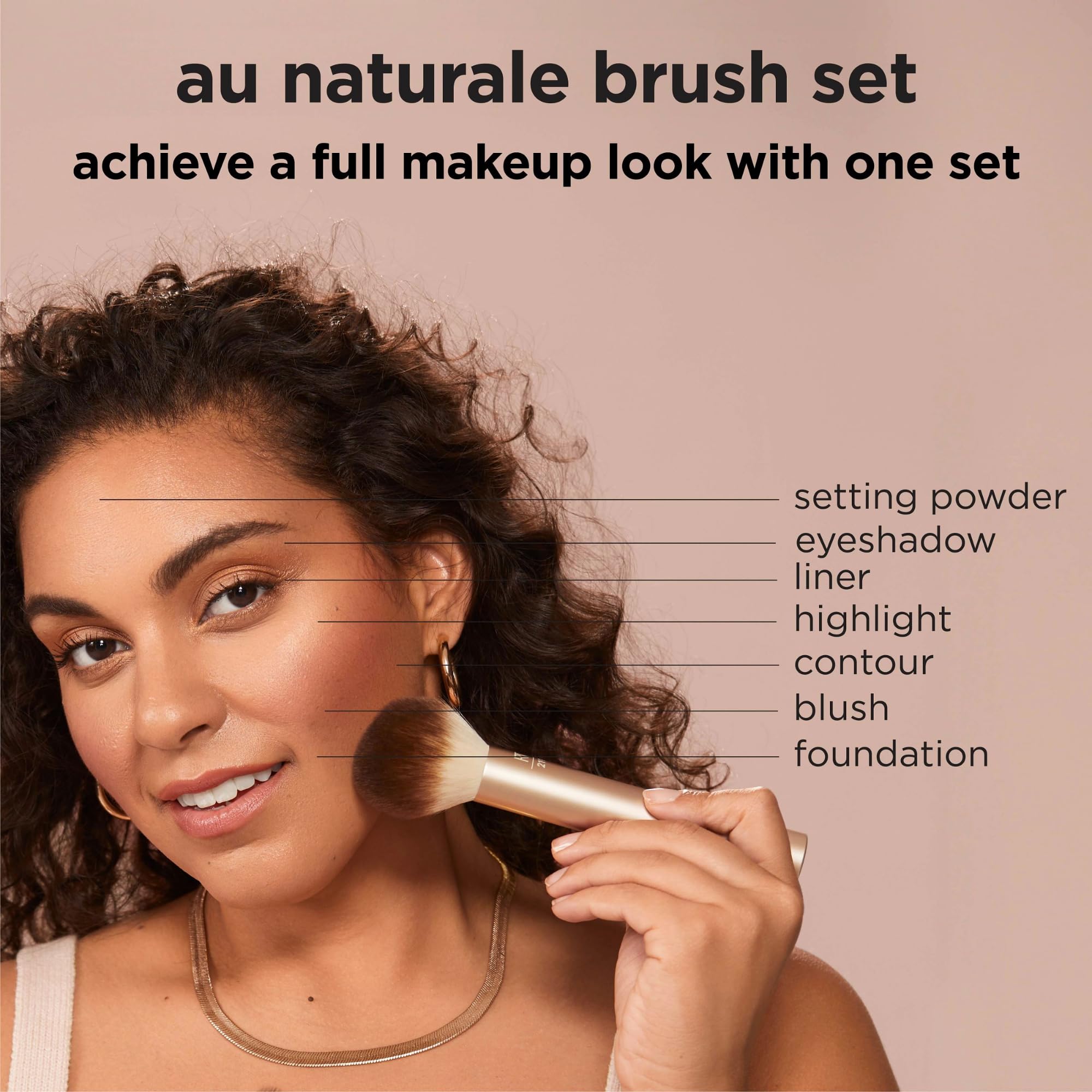 Real Techniques Au Naturale Makeup Brush Kit, For Liquid, Cream, & Powder Foundation, Eyeshadow, Blush, & Contour, Premium Quali