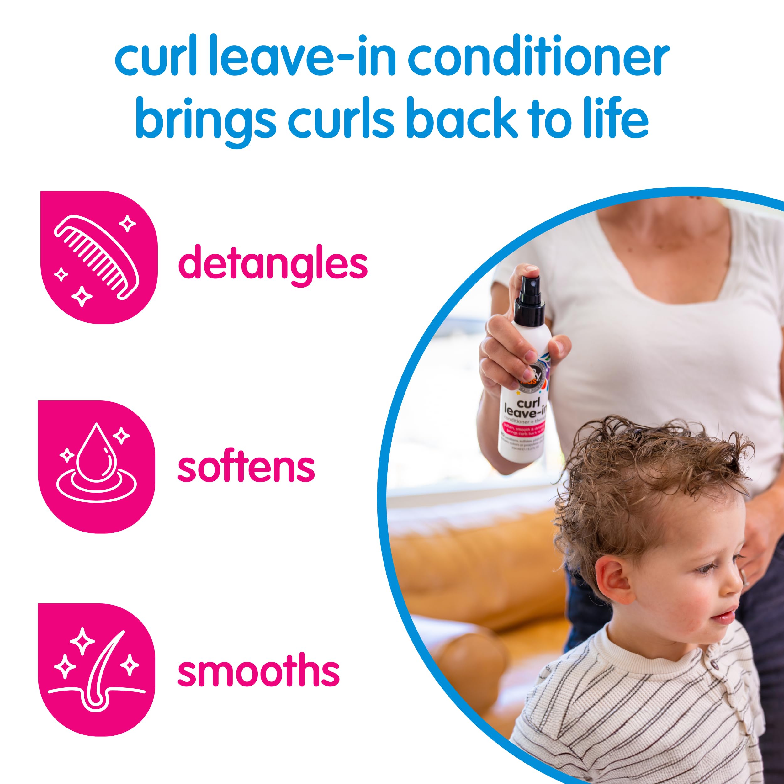 So Cozy Curly Hair Leave-In Conditioner & Detangler Spray For Kids - Paraben-Free, Tangle-Free Curls, 5.2 Fl Oz
