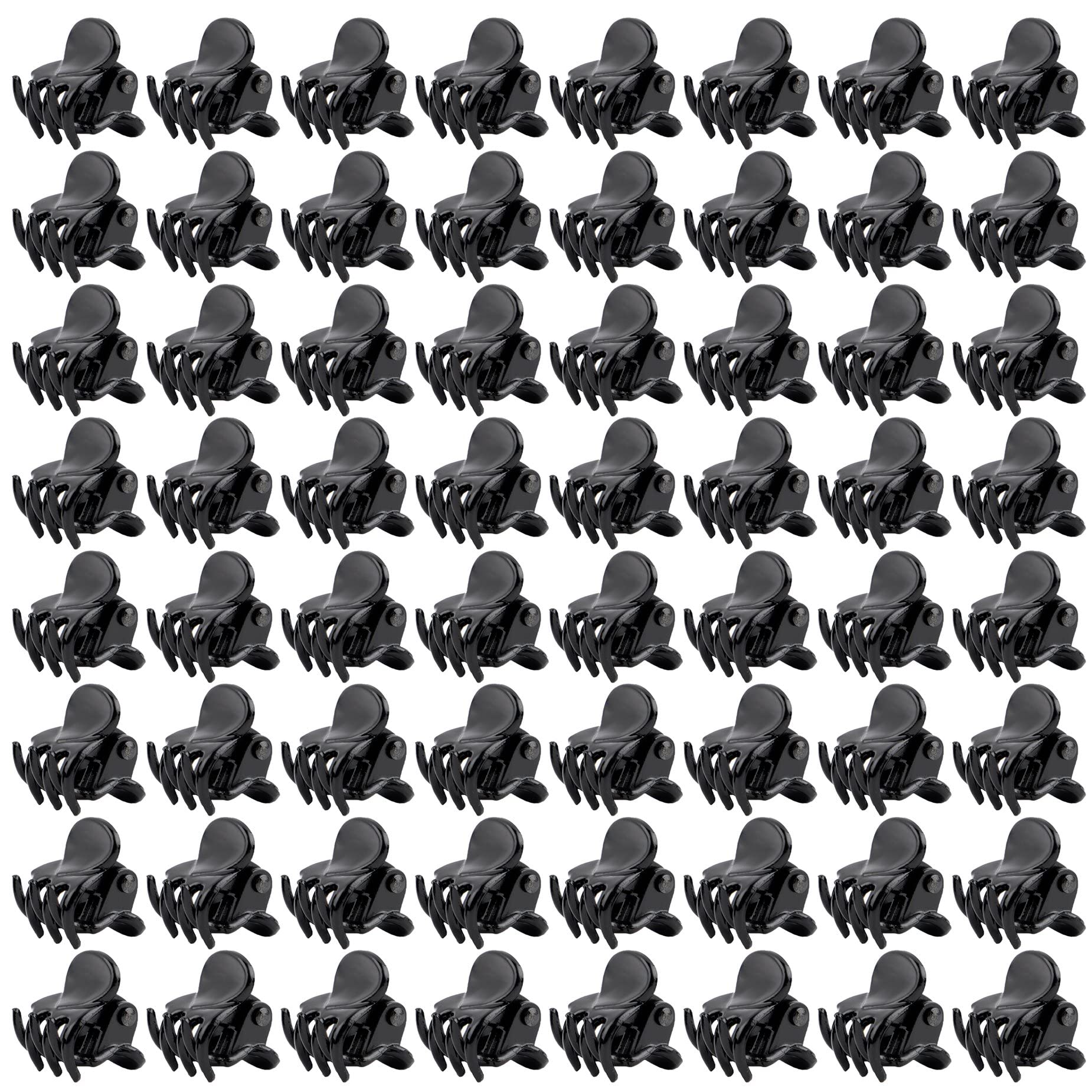 AUEAR, 72 Pack Mini Hair Clips Tiny Plastic Hair Claw Clip with Grip for Girls and Women Black Small