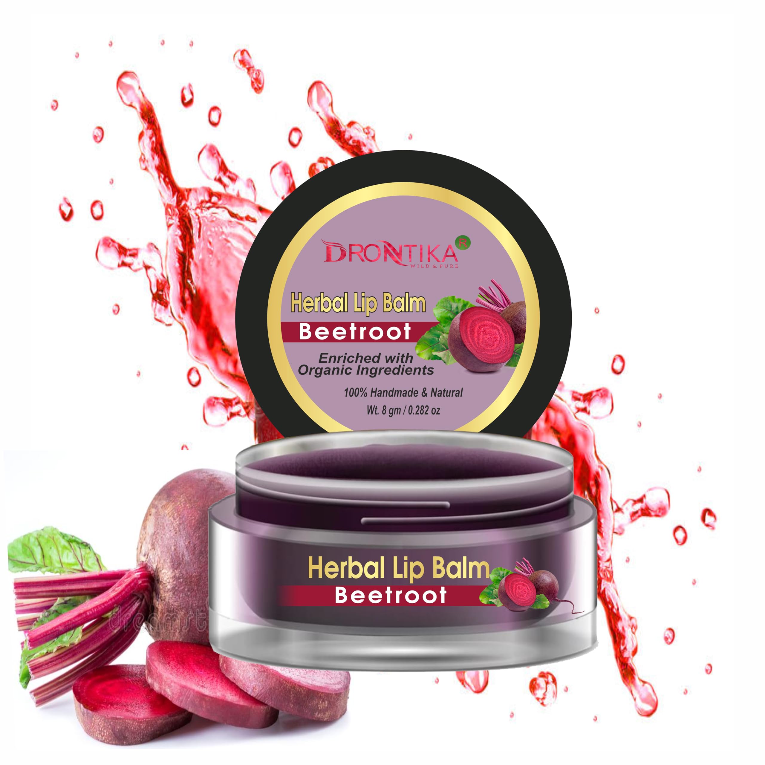 Drontika Herbal Beetroot Lip Balm For Dry & Chapped Lips | For Dark Lips For Men & Women With Shea Butter & Cocoa Butter For Dry
