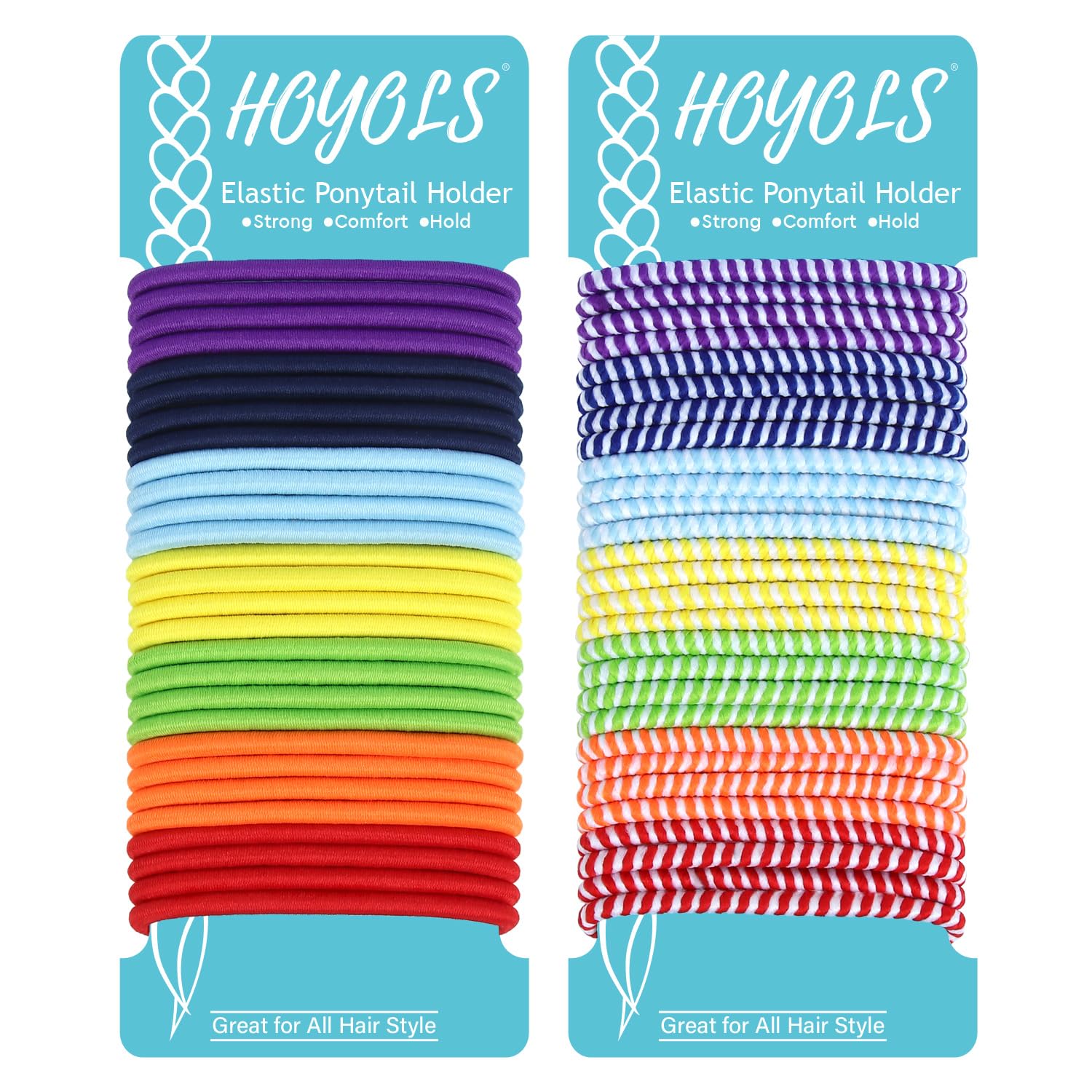 HOYOLS Elastic Hair Ties No Damage, 4mm Hair Bands for Women's hair, Thick Ponytail Holders for Girls Men Long Thick Curly Hair 