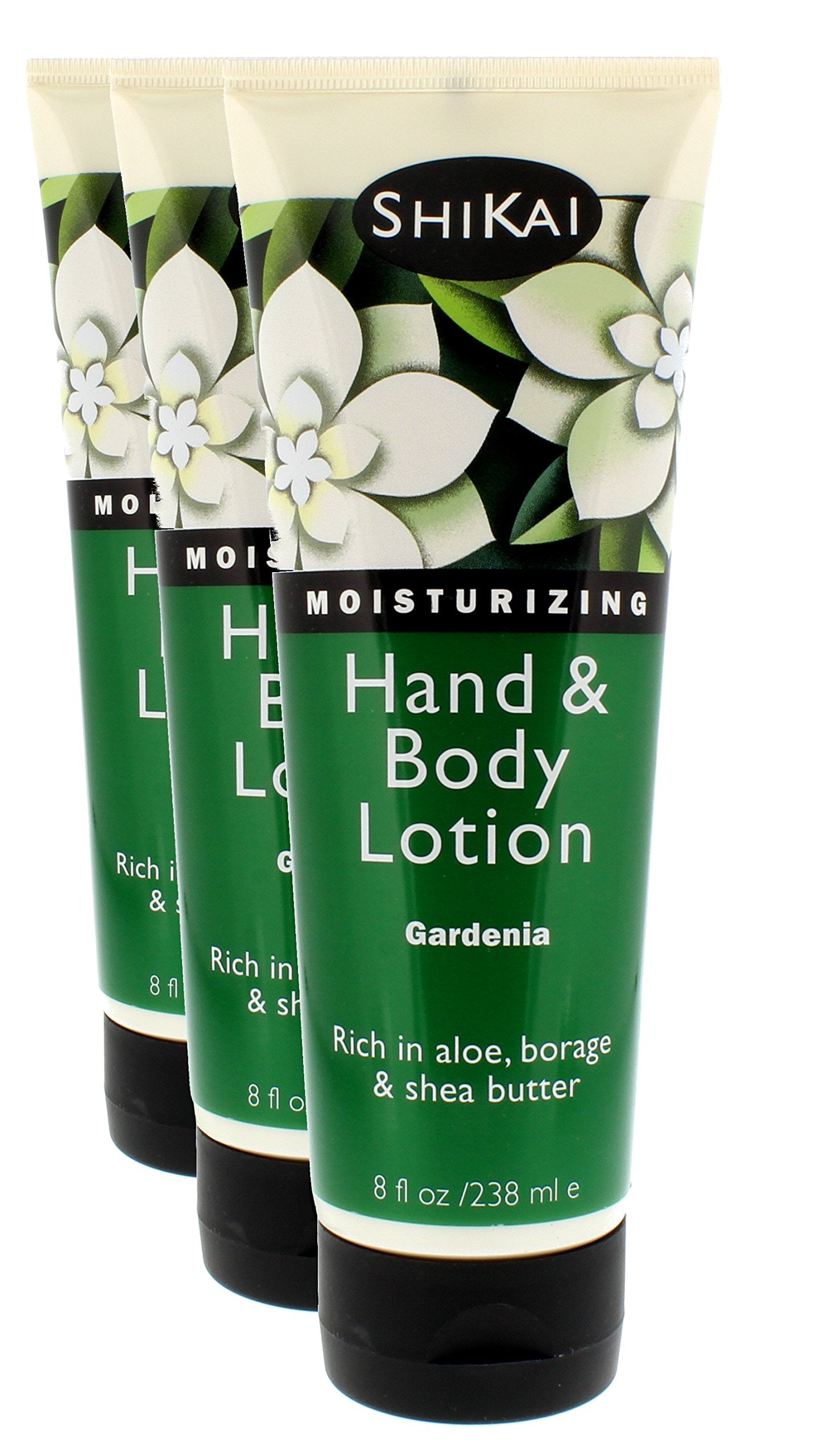 ShiKai Gardenia Hand & Body Lotion (8oz, Pack of 3) | Daily Moisturizing Skincare for Dry and Cracked Hands | With Aloe Vera & V