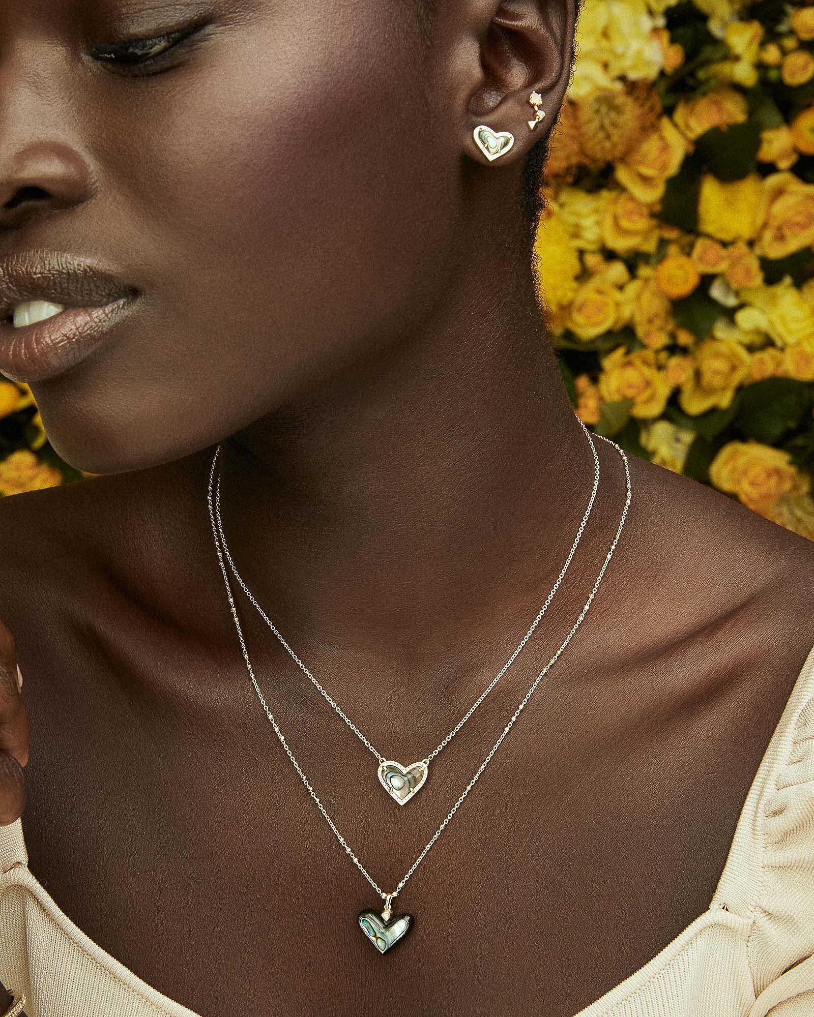 Kendra Scott Ari Heart Pendant Necklace for Women, Fashion Jewelry, 14k Gold-Plated, Turquoise Magnesite
