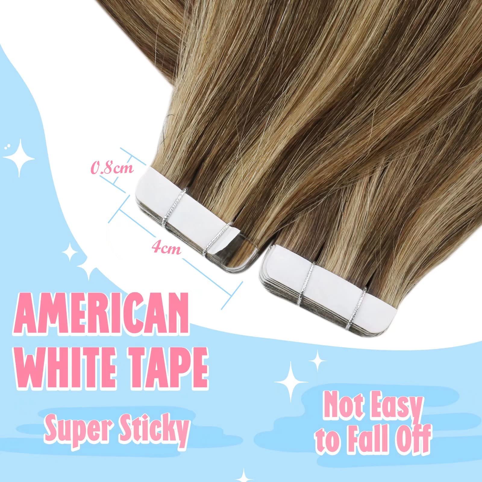 Sunny Tape In Hair Extensions Human Hair Brown Tape In Extensions Human Hair Dark Brown Highlighted Caramel Blonde Hair Extensio