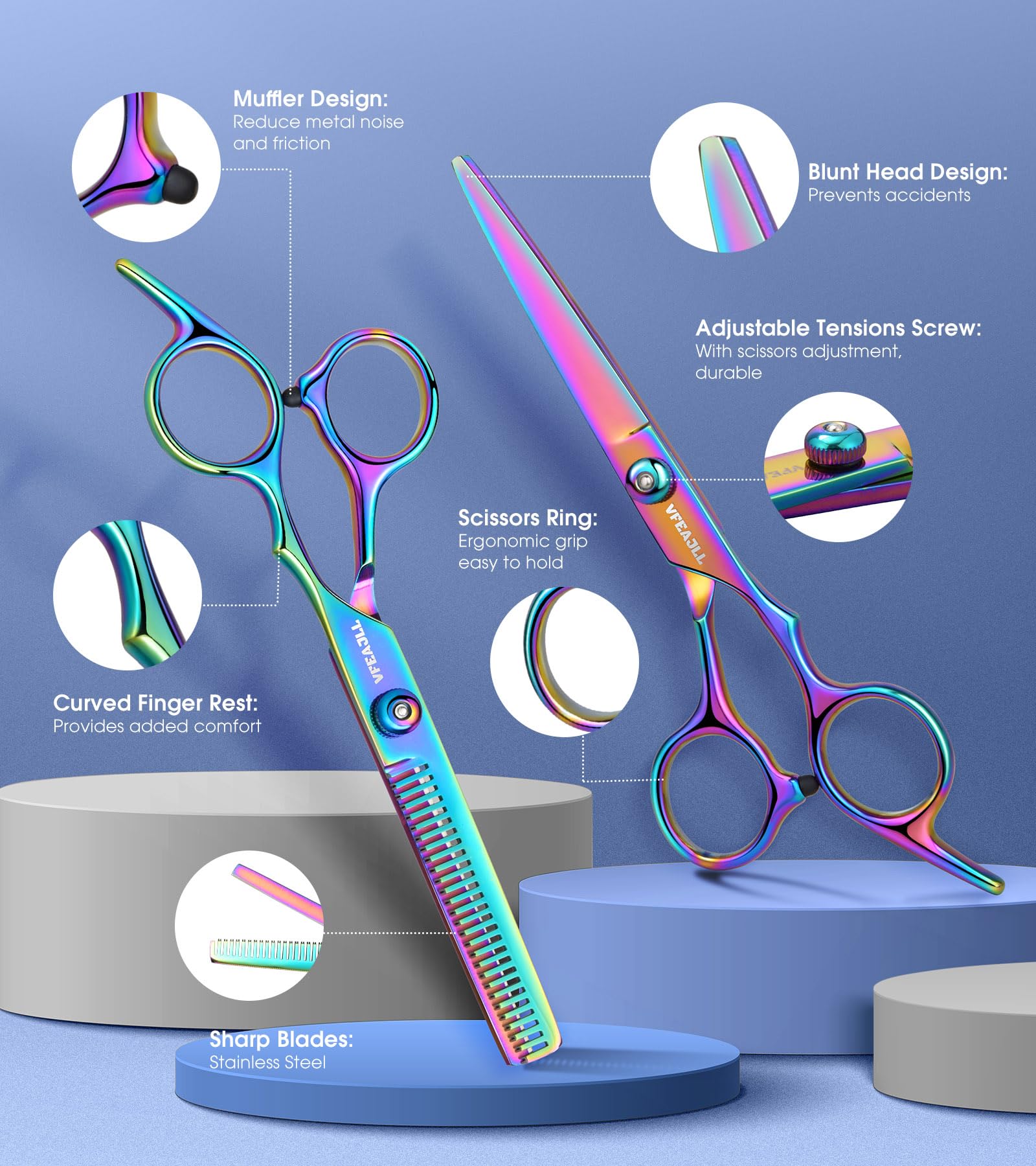 Hair Cutting Scissors Kits,11Pcs Professional Haircut Scissors Kit With Comb,Clips,Cape,New Craftsmanship Stainless Steel Hairdr