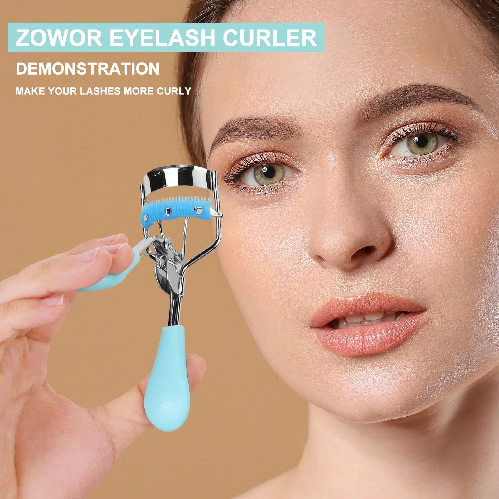 Zowor Eyelash Curler with Comb Fit All Eye Shape Curved Eyelash Curlers,Natural and Long Lasting Lash Curler for Women Make Up G