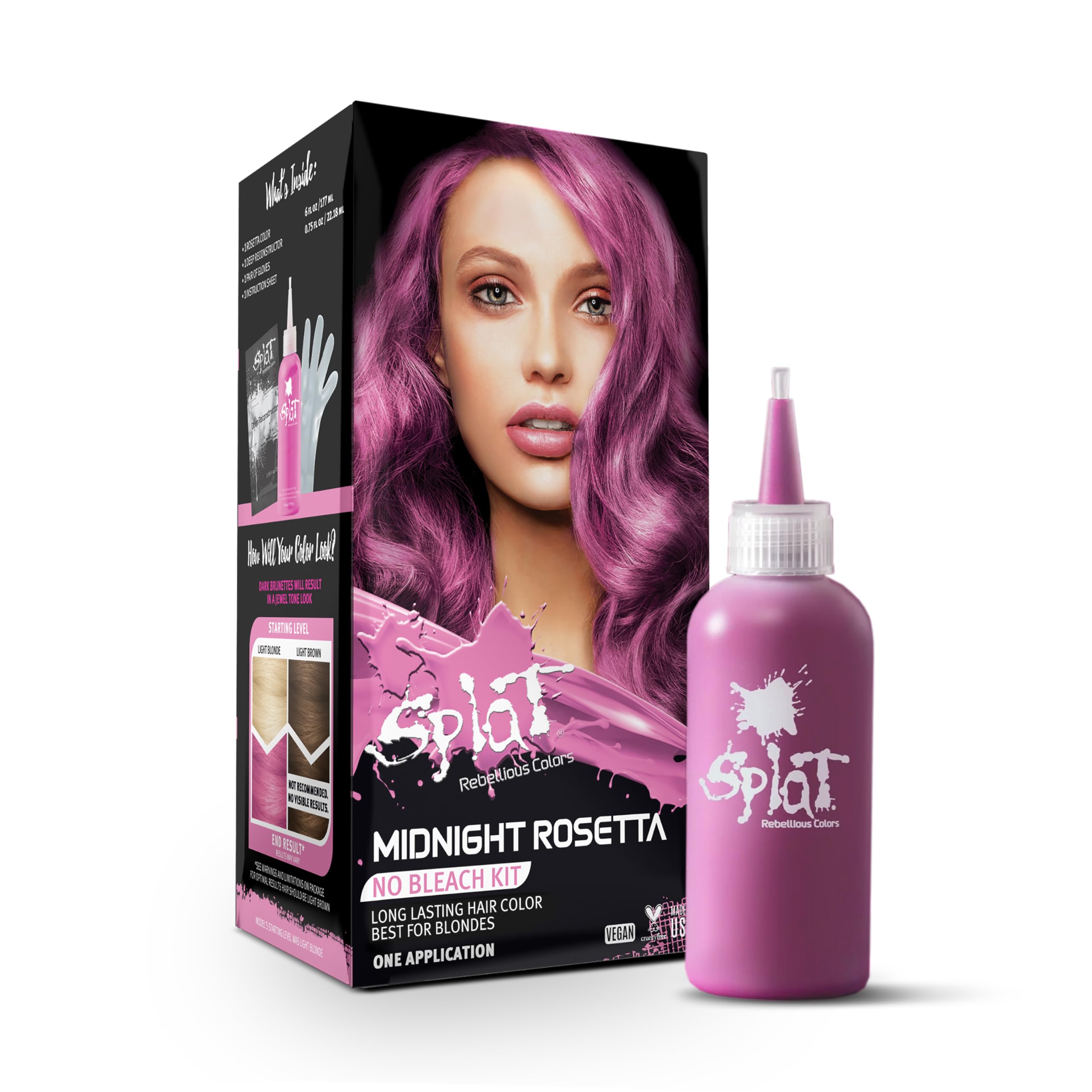 Splat Midnight Rosetta Semi Permanent Hair Dye Kit for Blondes, 1 Application, Includes Deep Reconstructor Conditioner, Lasts 30