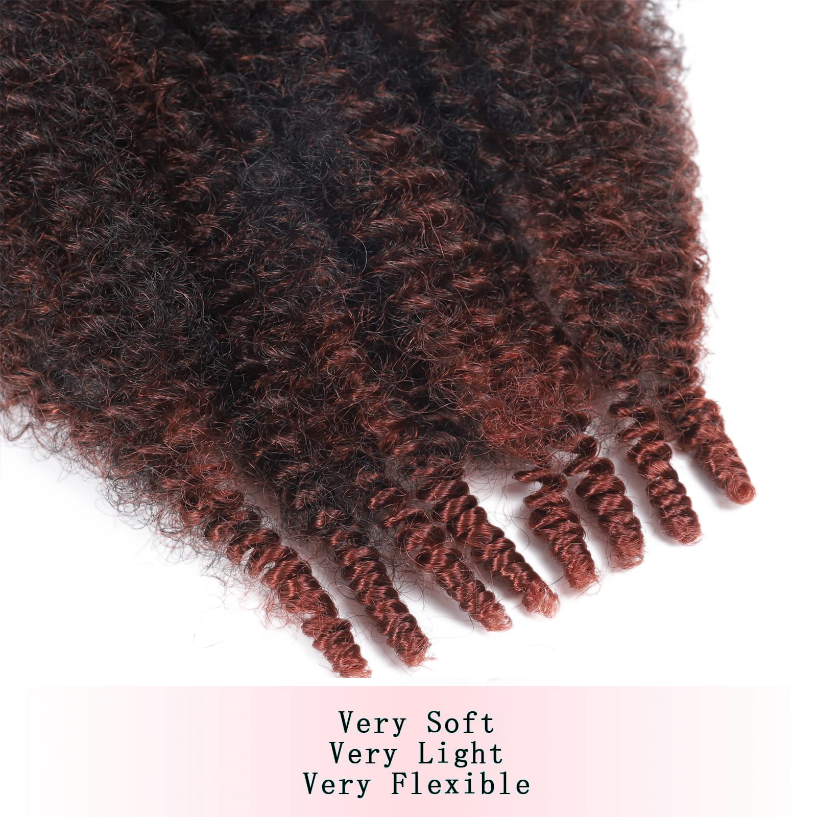 8 Packs Springy Afro Twist Hair T350# 16 Inch Pre-Separated Kinky Marley Twist Braiding Hair Soft Crochet For Distressed Faux Lo