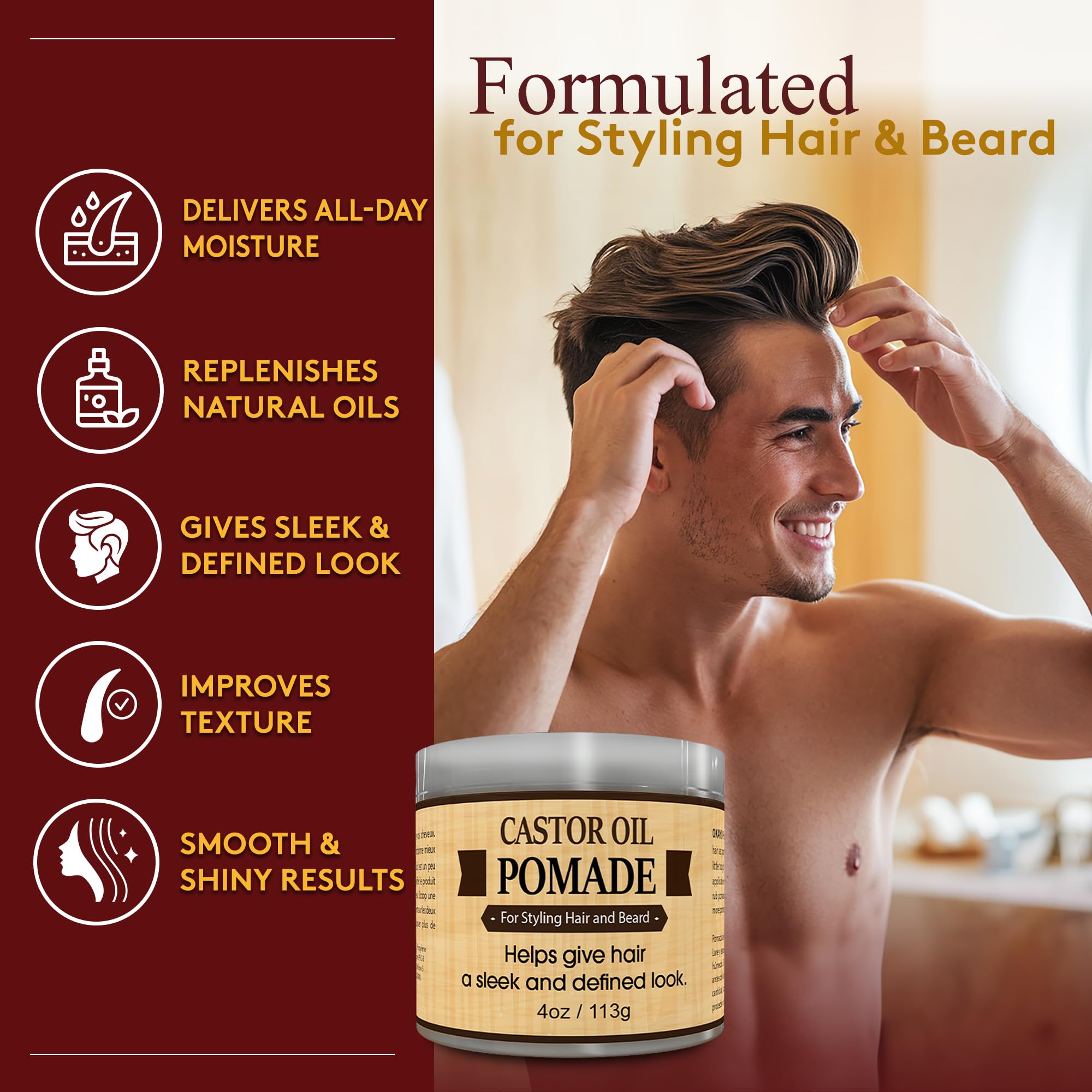 Okay-Men Castor Oil Beard And Hair Pomade 4Oz