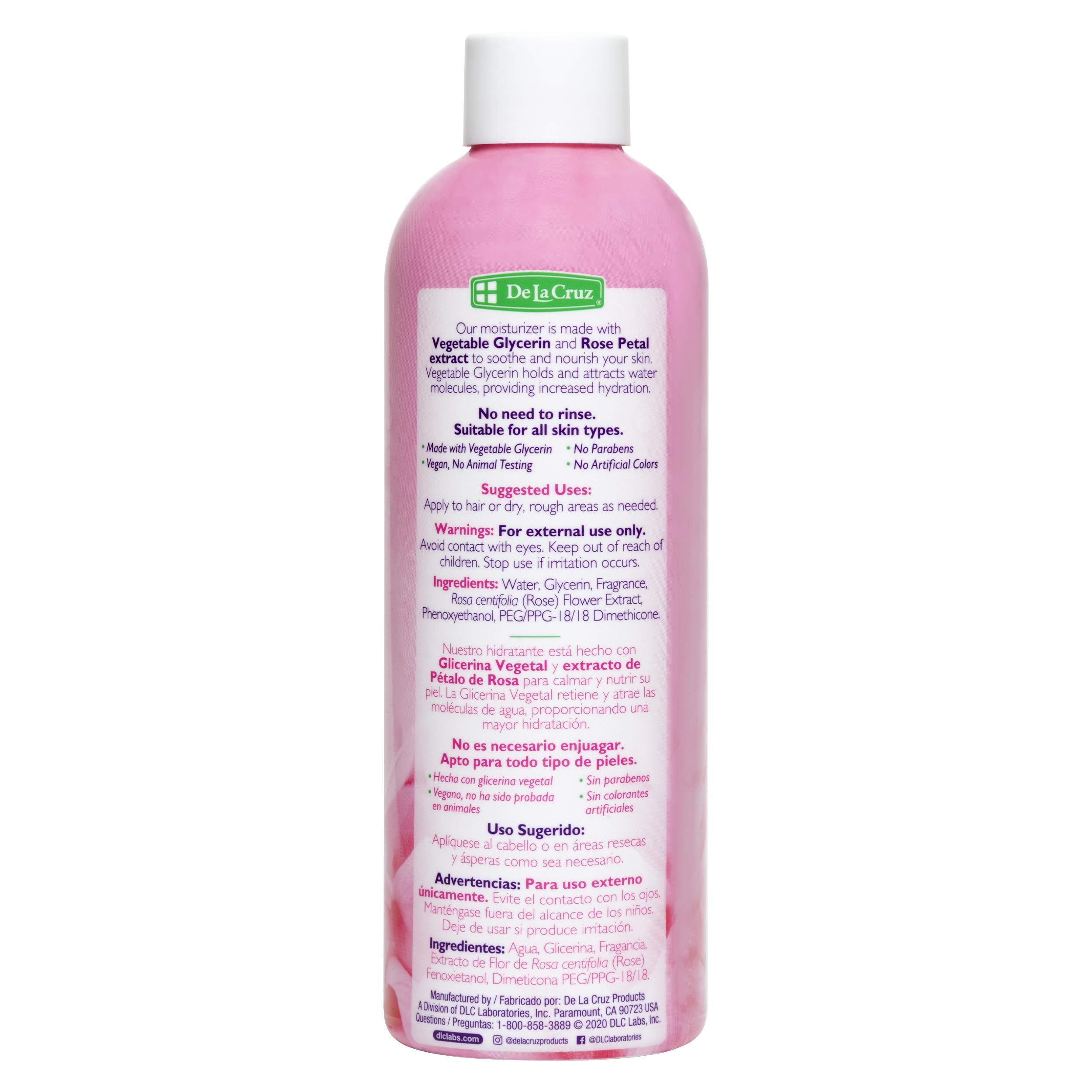 De La Cruz Rose Water And Glycerin For Face - Rosewater Facial Toner And Moisturizer For Skin And Hair 8 Fl Oz (236 Ml) - 2 Bott