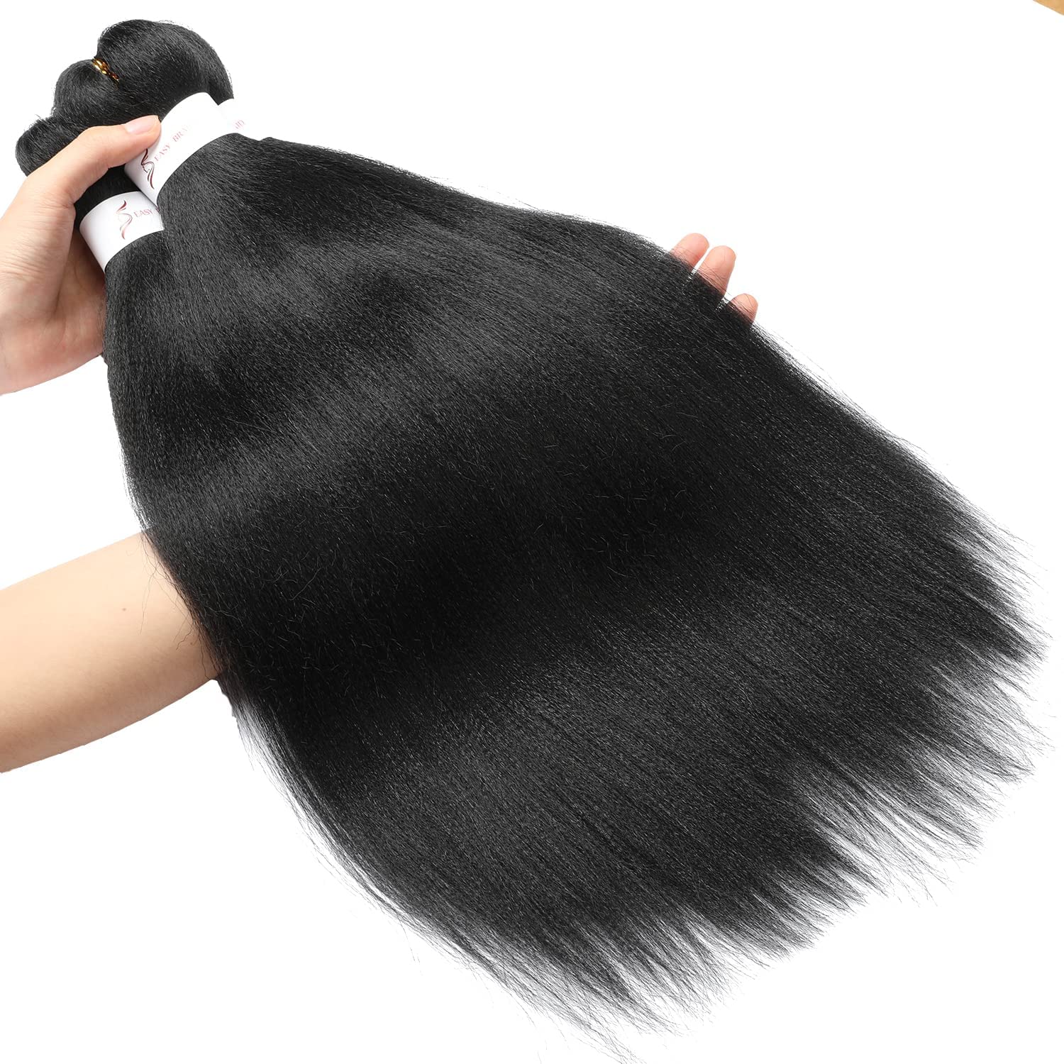 Braiding Hair Pre Stretched 14 Inch 3 Packs Short Braiding Hair,No Itch, Hot Water Setting Natural Black Professional Synthetic