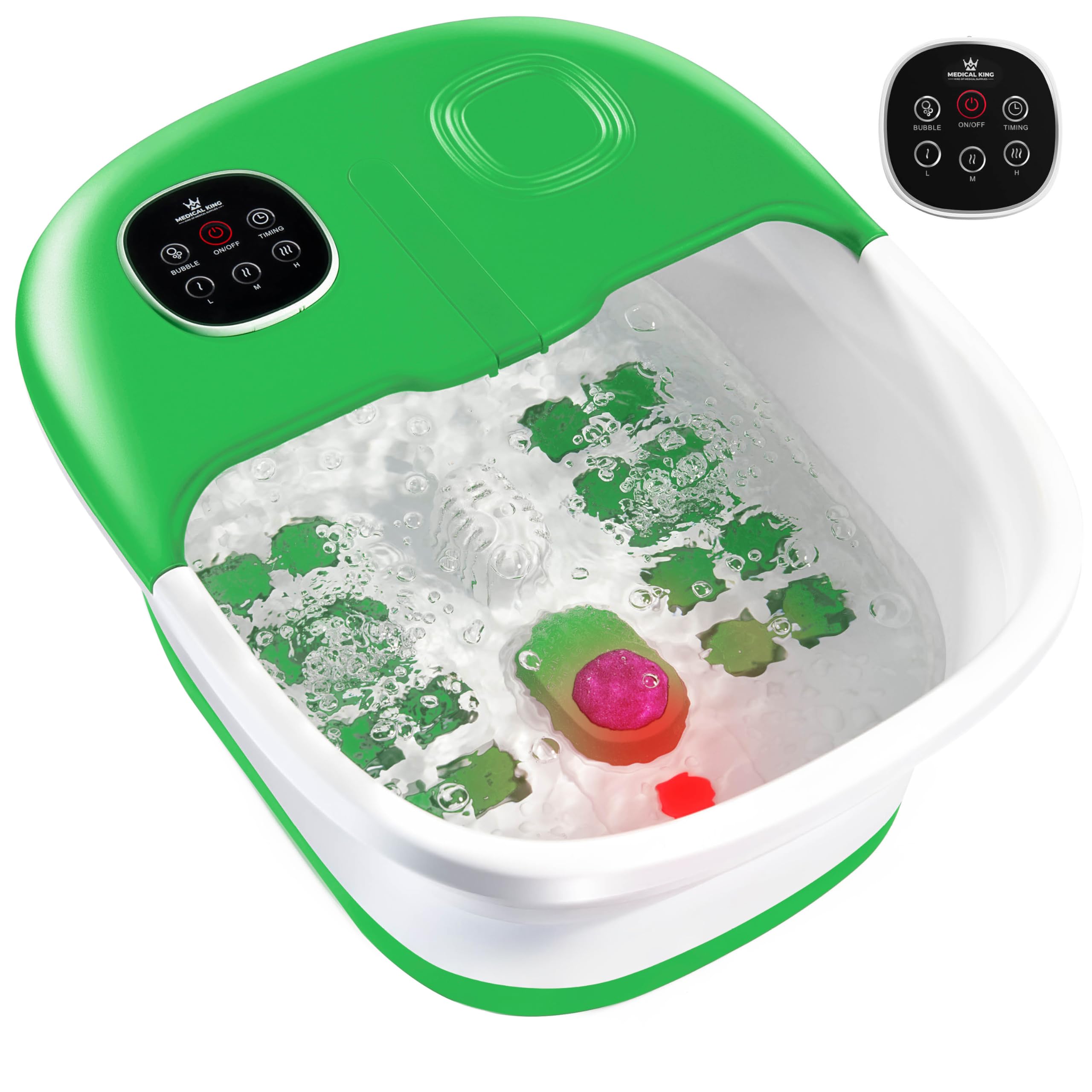 Medical king Foot Spa with Heat and Massage and Jets Includes A Remote Control Massage Pumice Stone Collapsible Foot Spa Massage