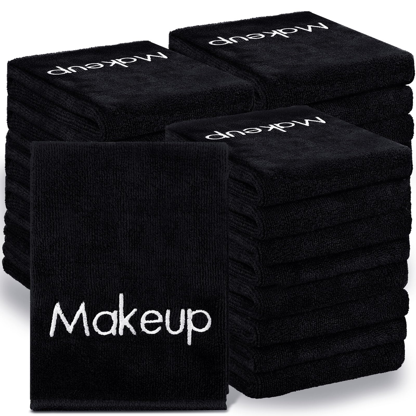 Shimeyao 30 Pack Makeup Towels Black Makeup Washcloths for Face Classic Soft Microfiber Remover Cloth 13x13 Inch Quick Dry Face 