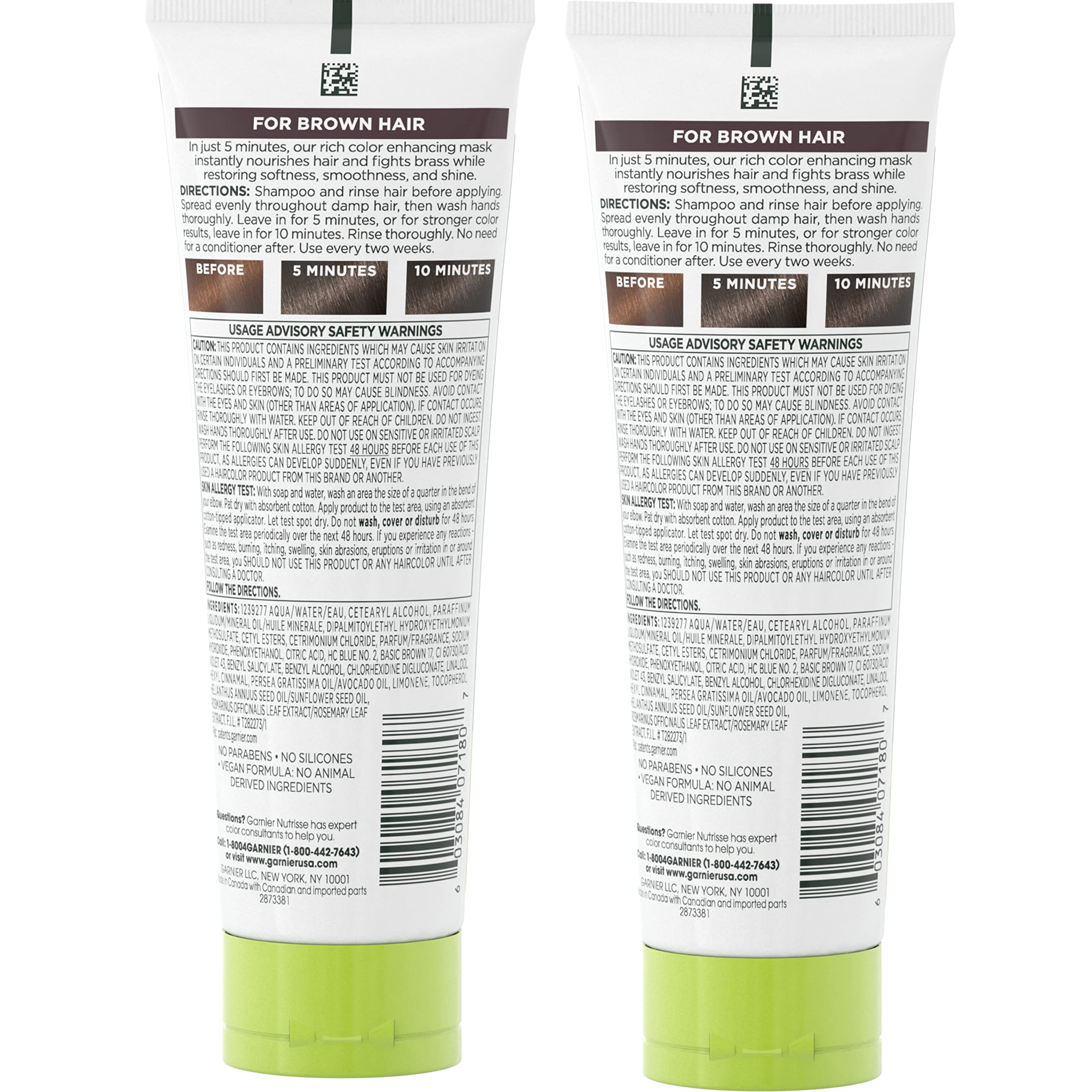 Garnier Hair Color Nutrisse Color Reviver 5 MIN Color Mask, Cool Brown for Color Treated Hair to Nourish & Fight Brass (For Brow