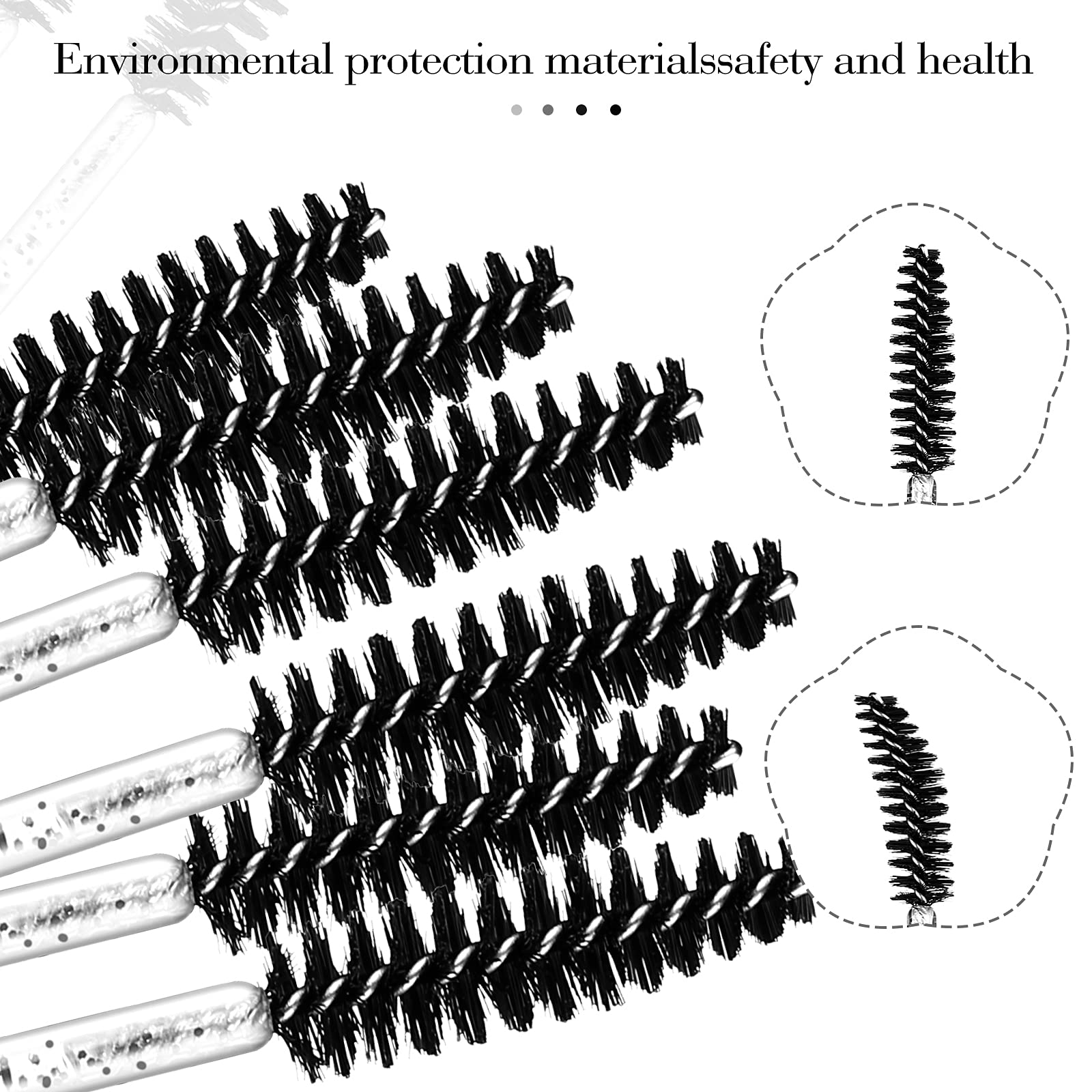 300 Pcs Disposable Crystal Mascara Wand Eyelash Brush Applicator Eyebrow Brush For Eyelash Extension Supplies (Black)