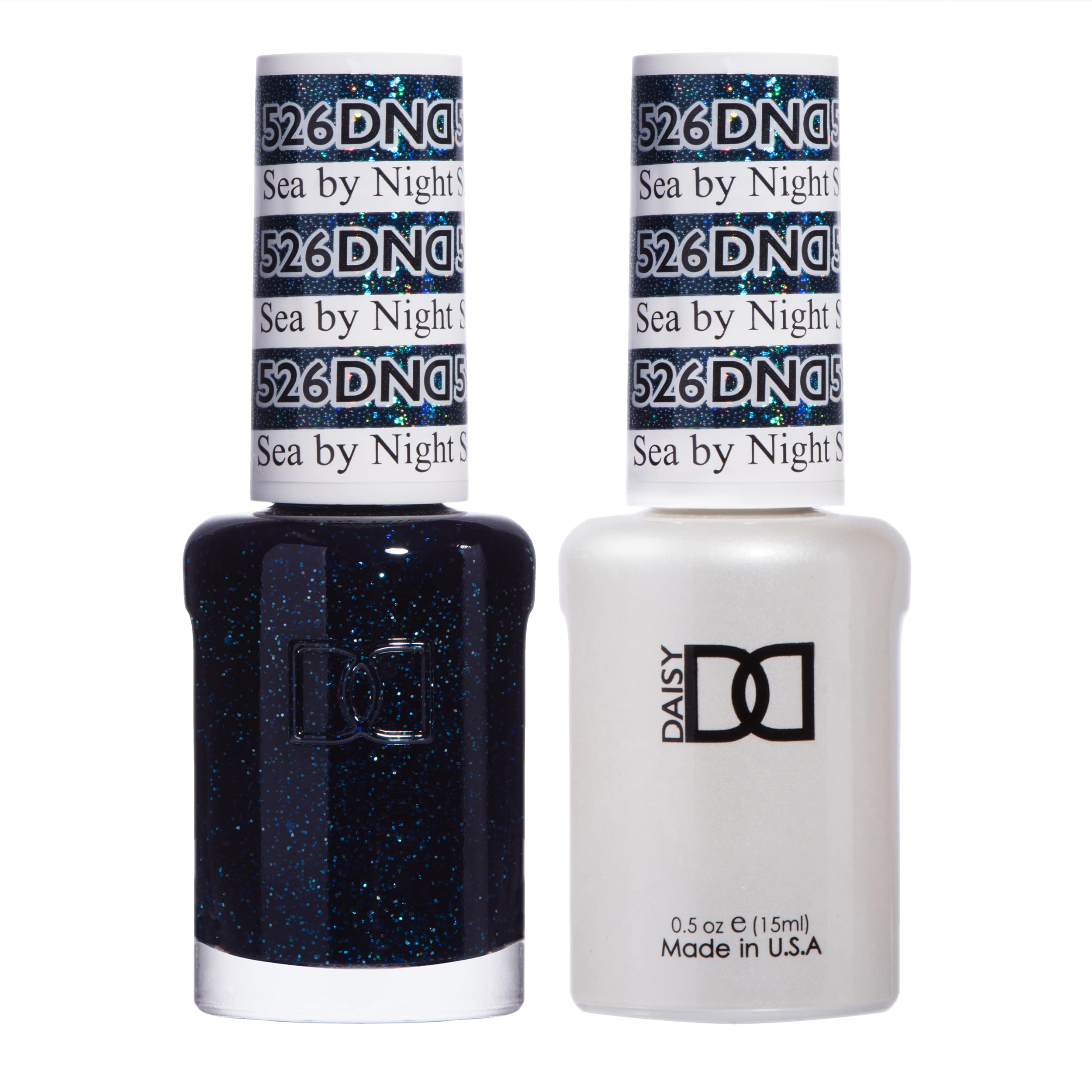 DND Gel Polish Set, Black Collection, UV/LED Gel Polish and Air Dry Nail Lacquer, Matching Chip-Free Polish Duo, 526 Sea By Nigh