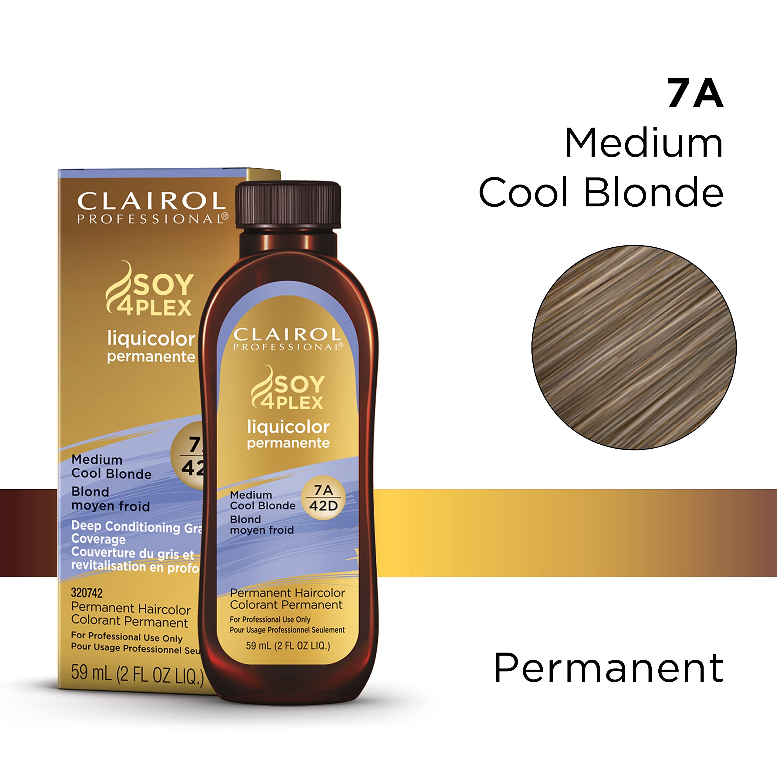 Clairol Professional Permanent Liquicolor For Blonde Hair Color, 7A Medium Cool Blonde, 2 Oz