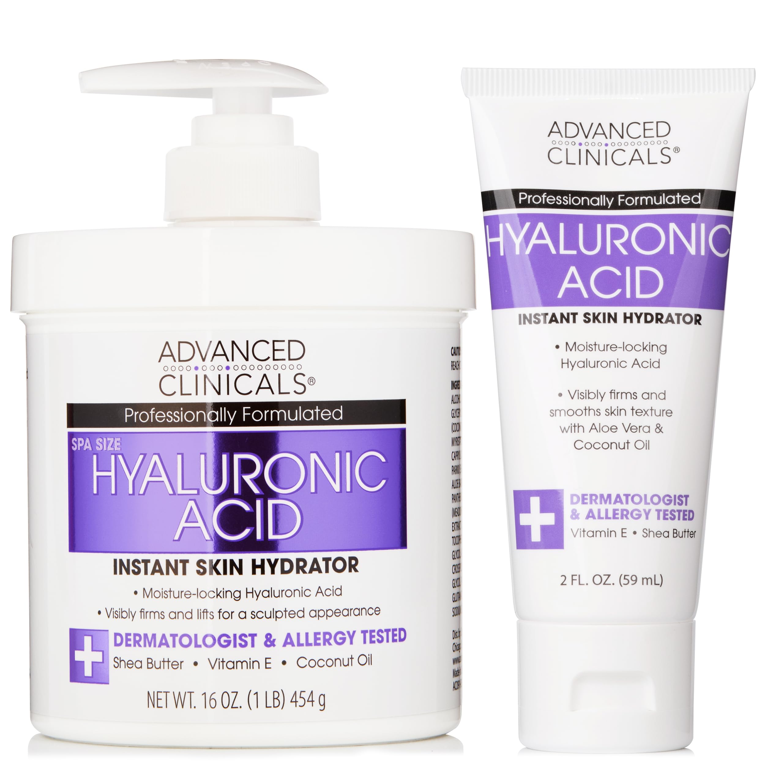 Advanced Clinicals Hyaluronic Acid Body Lotion & Face Moisturizer W/Shea Butter + Coconut Oil | Hydrating Dry Skin Firming Body 