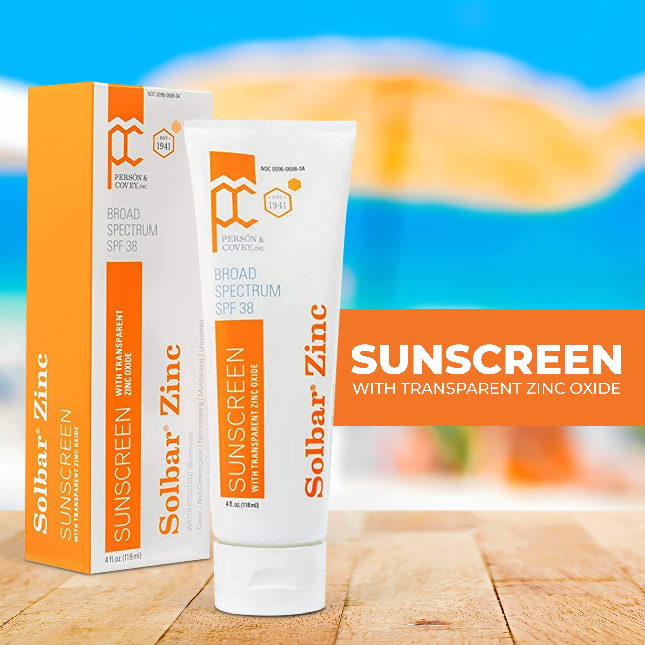 Solbar Sunscreen Zinc Unscented Transparent Cream Spf 38, 4 Oz