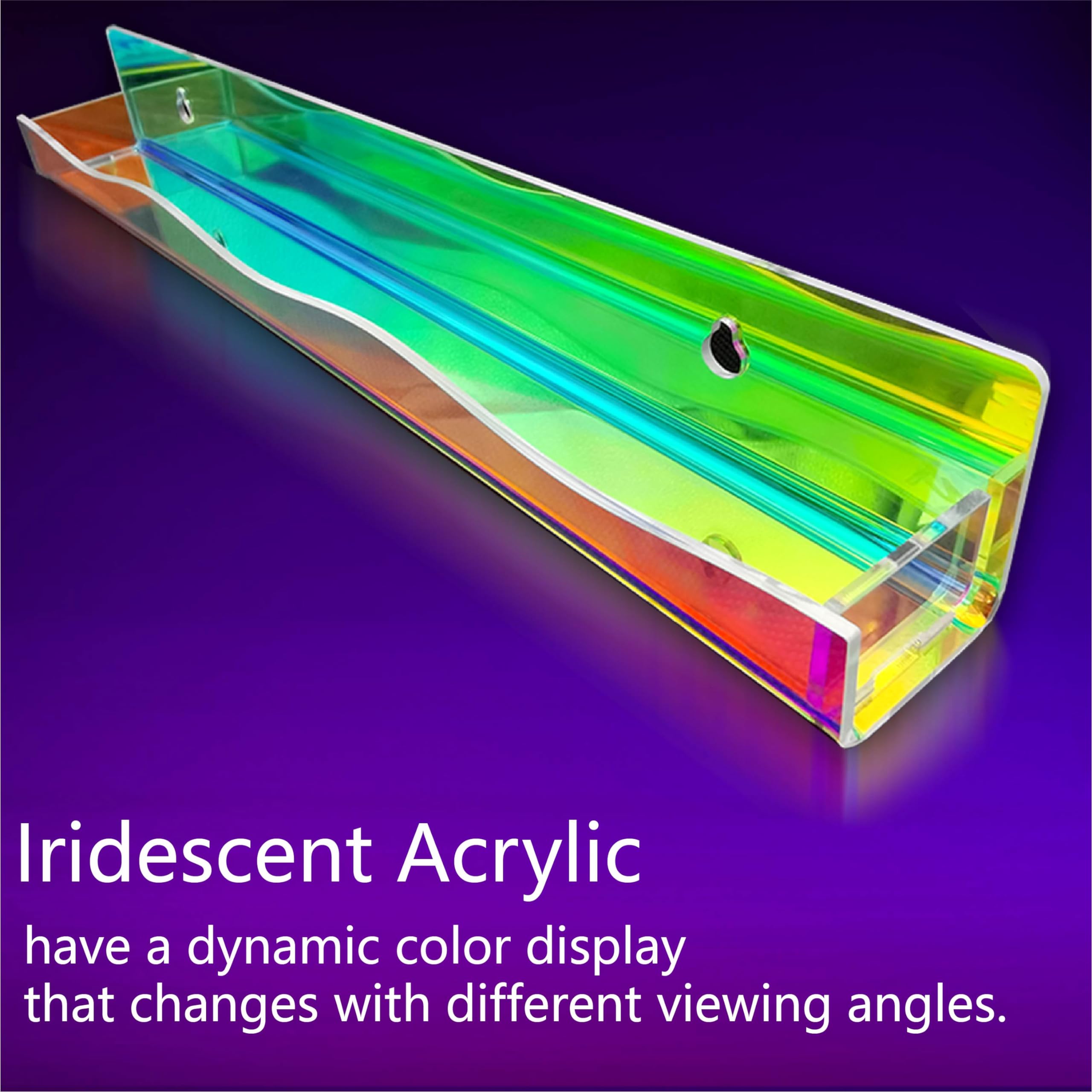 YMVV 15" Nail Polish Rack Shelf - 6 Pack Iridescent Acrylic Organizer for Salons