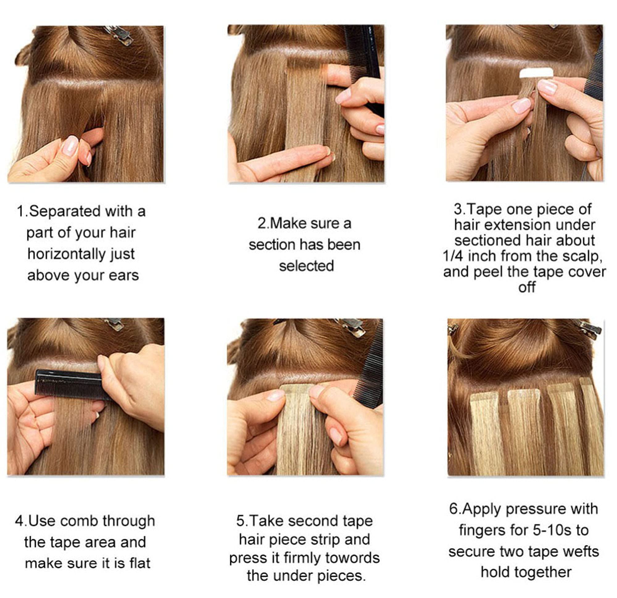 Aison Balayage Dark Brown Ombre To Chestnut Brown Human Hair Tape In Extensions 16Inches 30G 20 Pcs/Pack Tape Ins Human Hair Ext