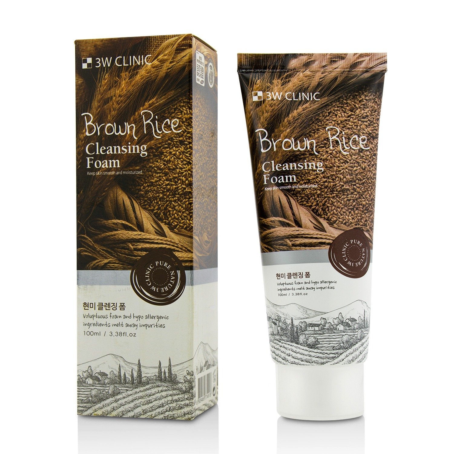 3W Clinic Cleansing Foam, Brown Rice, 100 ml/3.38 Ounce