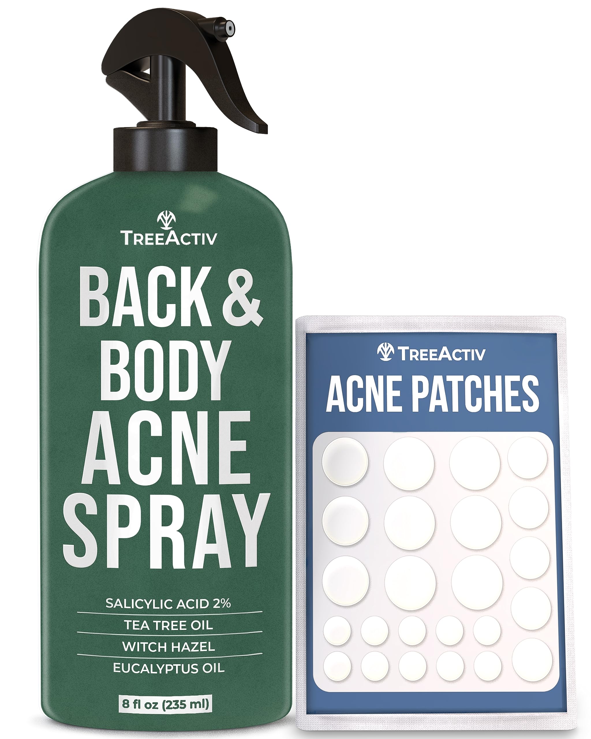 Treeactiv Body Acne Treatment Spray, 8 Fl Oz, 2% Salicylic Acid Spray For Body, Back Acne Treatment Spray With Tea Tree Oil And