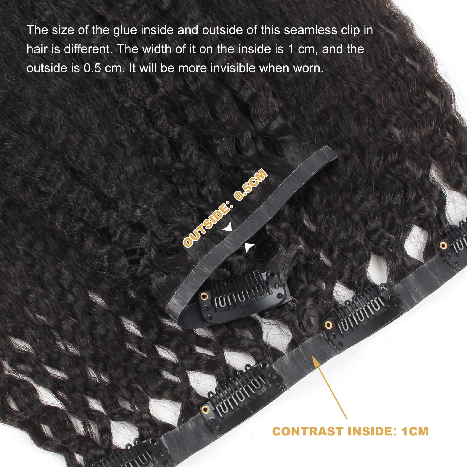 ABH AMAZINGBEAUTY HAIR Seamless Clip in Hair Extensions Human Hair Kinky Straight Double Weft Clip in Human Hair Extensions Braz