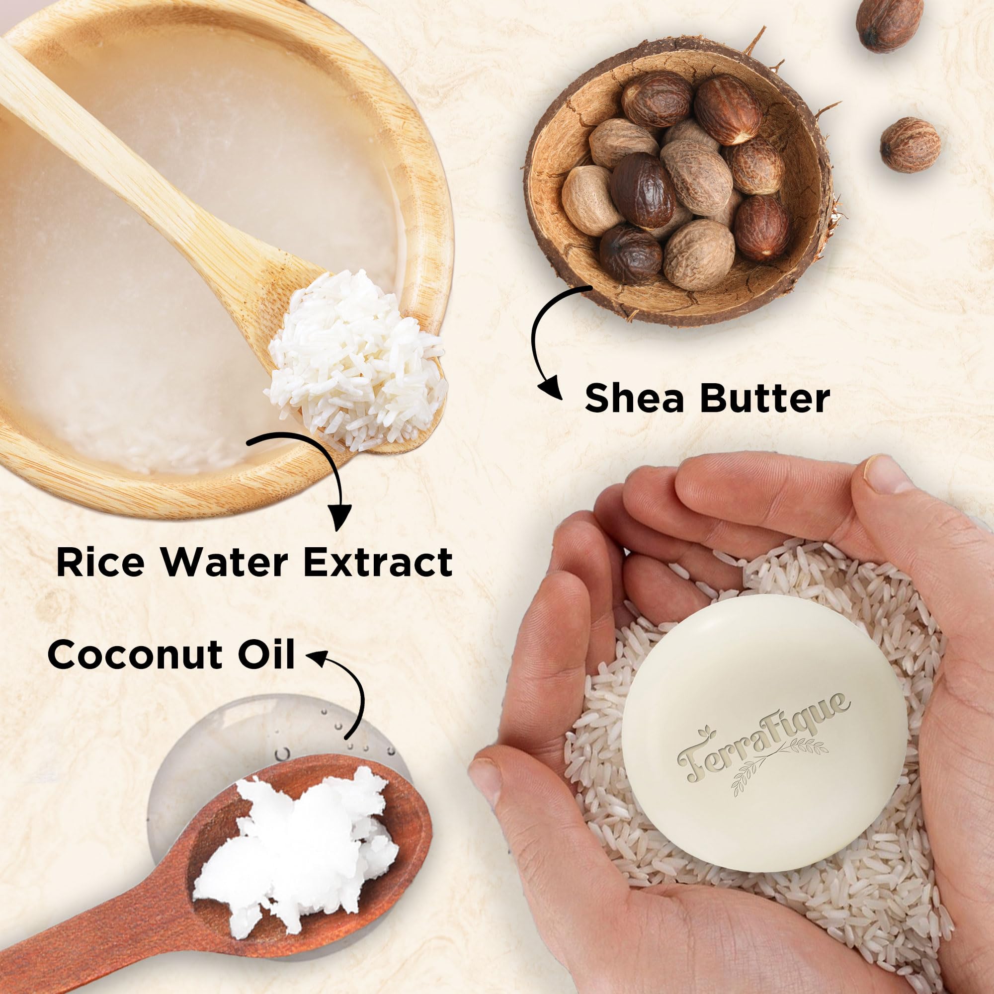 Terrafique Rice Water Shampoo Bar - Citrus Scent - Nourishing Shampoo With Cocoa Butter, Shea Butter For Hair Growth - 3.5 Oz /
