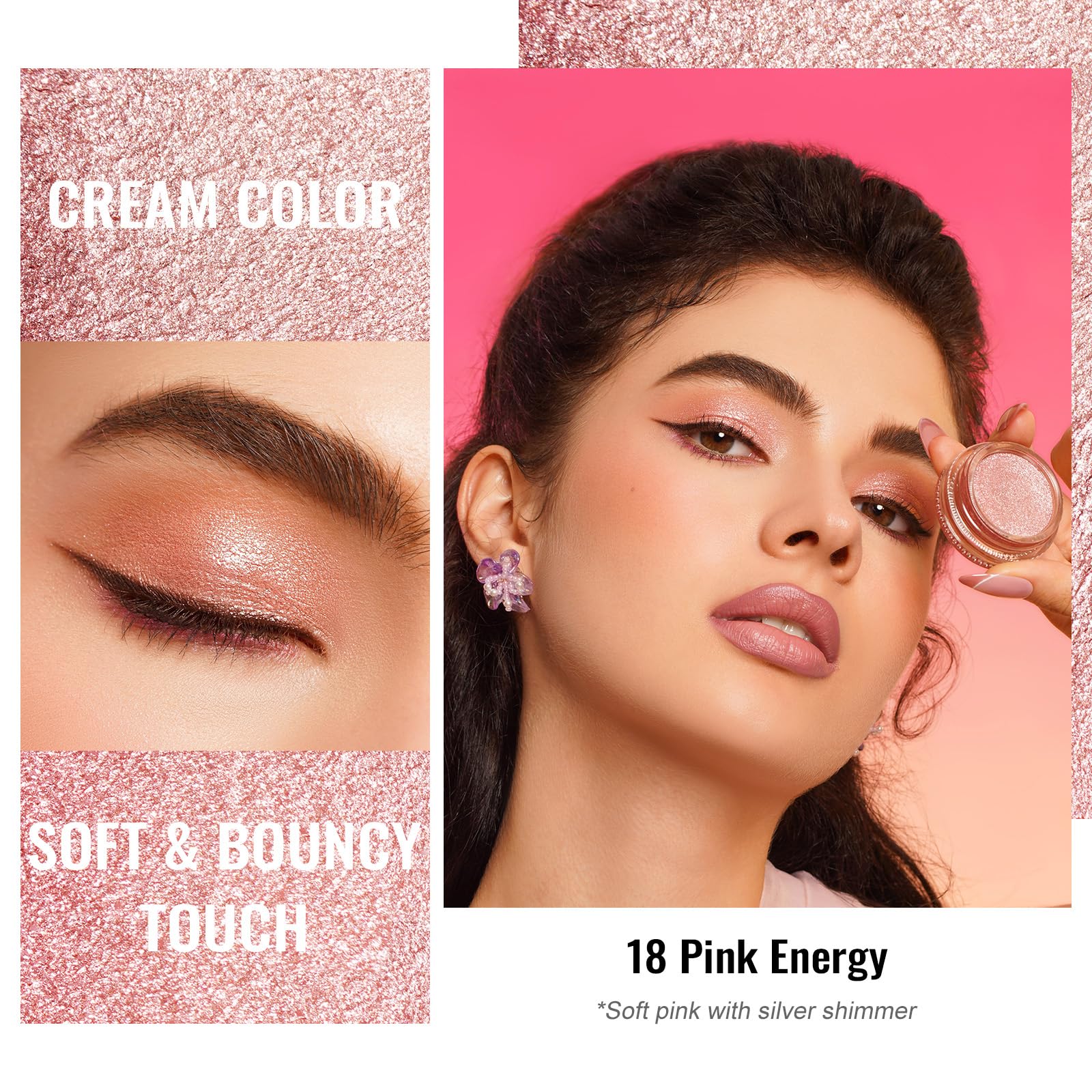 Oulac Pink Cream Eyeshadow Also For Highlighter Large Capacity Highly Pigmented Eye Shadow Waterproof &Long Lasting With Moistur