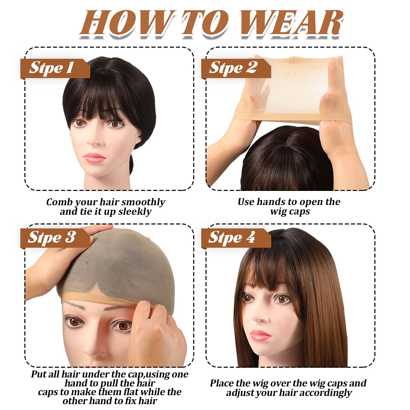 Waydress 100 Pieces Wig Cap Elastic Medium Nylon Stocking Caps Stretchy Stocking Wig Caps Secure Your Hair, Lightweight, Breatha