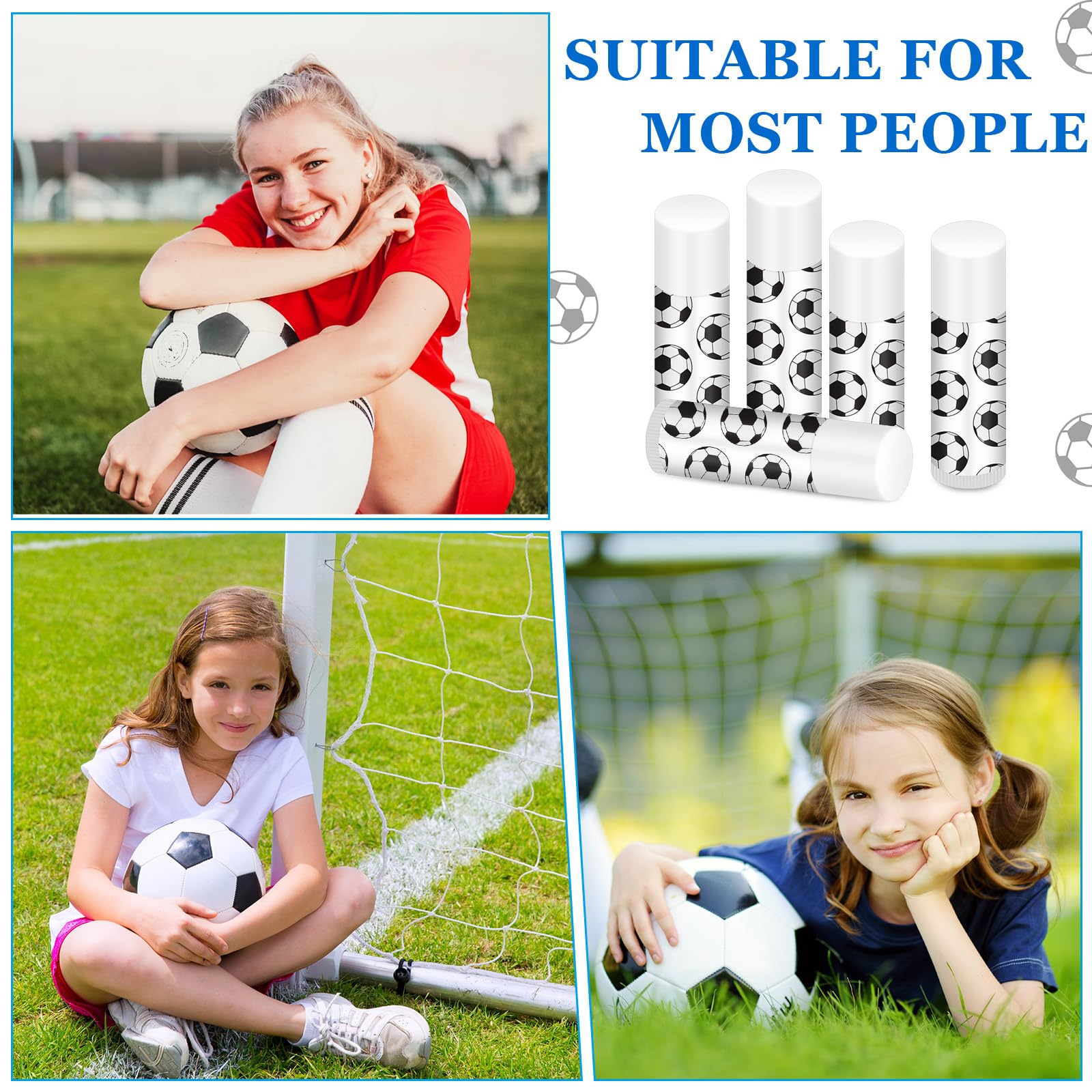 Heigble 24 Pcs Soccer Lip Balm for Soccer Team Gifts Sports Moisturizing Jasmine Taste Lipstick for Women Players Sports Fans Pa