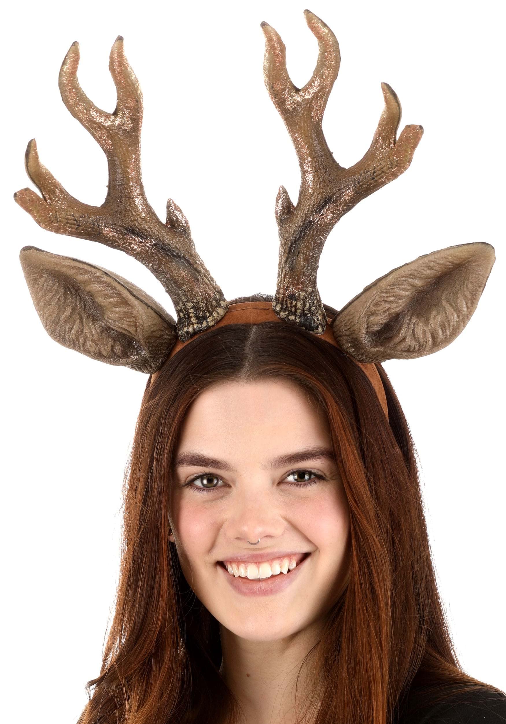 Fun Costumes Deer Antlers Headband | Reindeer Antlers Headbands Faux Fur Deer Headwear With Antlers & Ears For Adults ST
