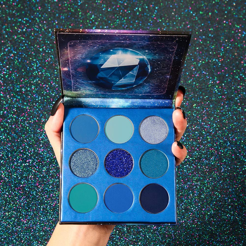 docolor Eyeshadow Palette - 9 Colors Blue - Highly Pigmented Mattes & Shimmers - 0.22 Ounce Waterproof Makeup