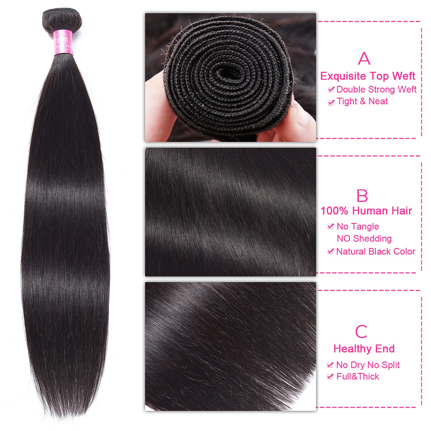 Fq Peruvian Straight Human Hair Bundles With Closure(20 22 24+16 Closure) Unprocessed Virgin Human Hair 3 Bundles With Closure 1
