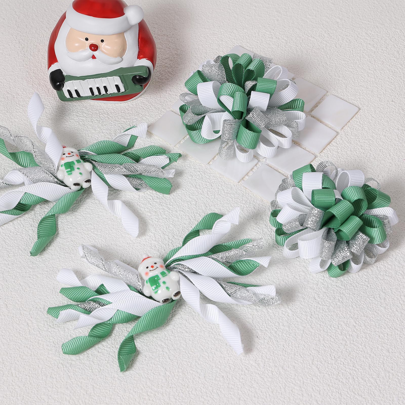 Christmas Snowman Decor Hair Bows For Girls Cute Christmas Korker Hair Bow Clip Curly Corker Ribbon Cheer Barrettes Alligator Ha