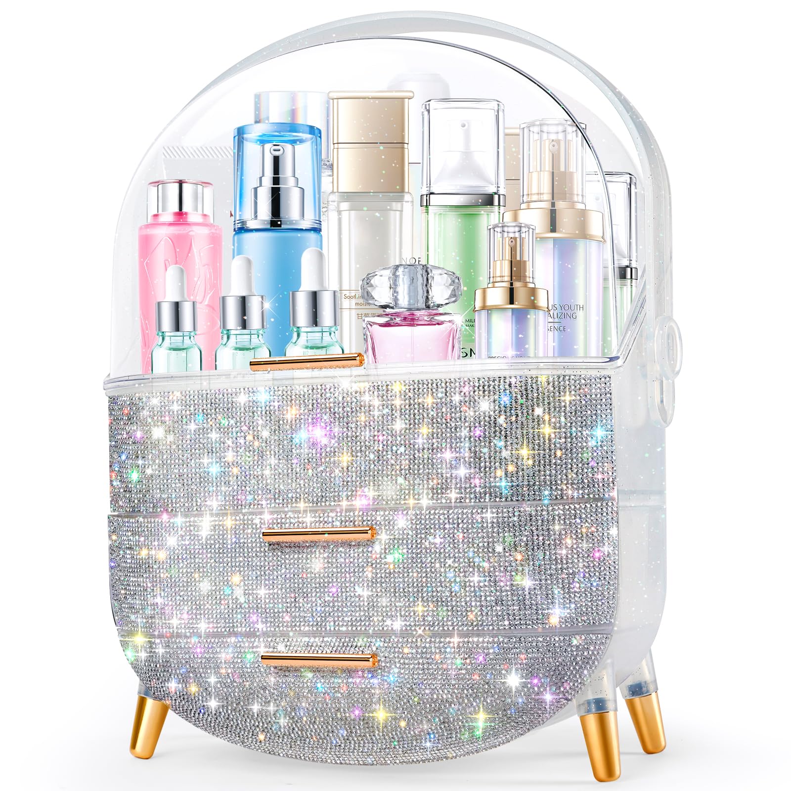 Ptesly Teen Girls Gift Makeup Organizer, Skincare & Jewelry Storage, Cosmetics Display Case, Makeup Holder, Bathroom Organizer (