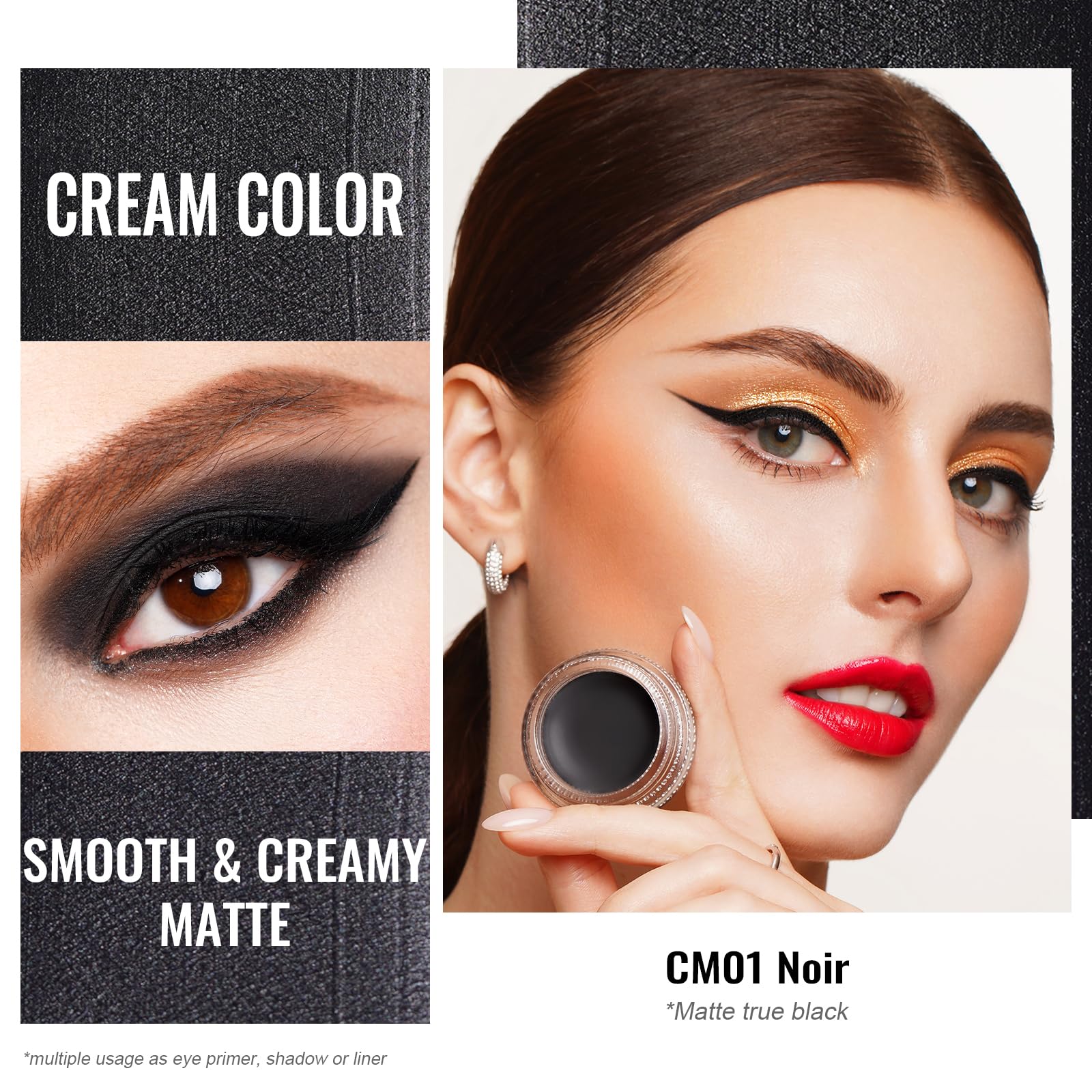 Oulac Matte Eyeshadow Black Eyeshadow Matte Finish Blendable Smokey Eye Eyeshadow Highly Pigment, Waterproof &Longwear Up To 12H