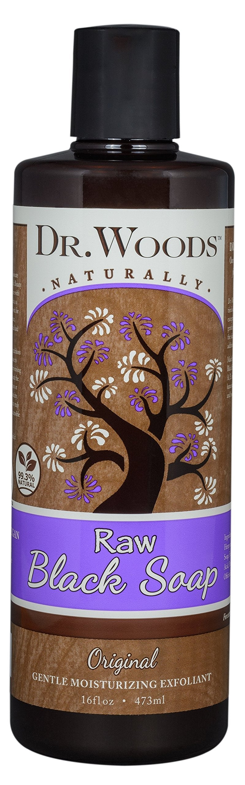 Dr. Woods Raw Black Moisturizing Liquid Castile Soap, 32 Ounce (16 oz (Pack of 2))